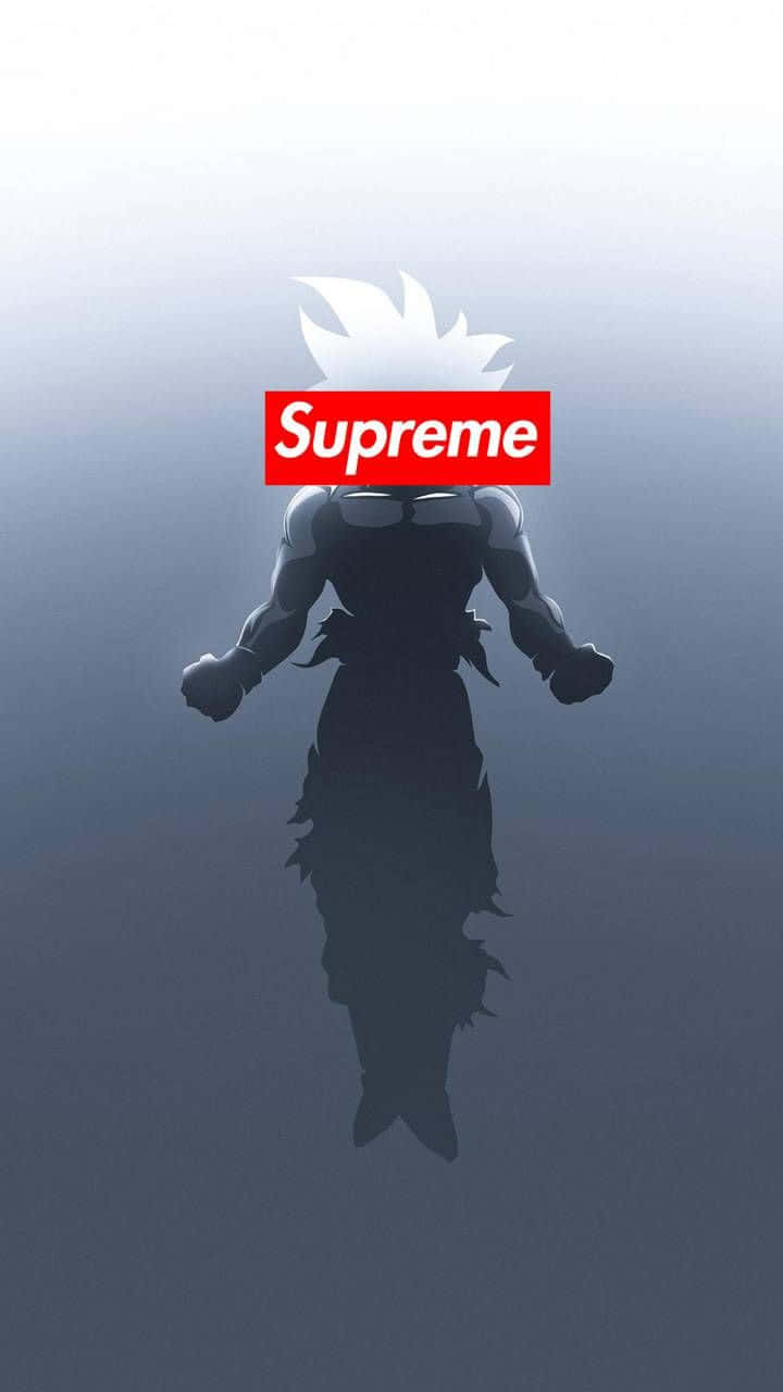 Cool Supreme Anime, spiky-haired anime warrior, red Supreme logo, HD Phone Wallpaper