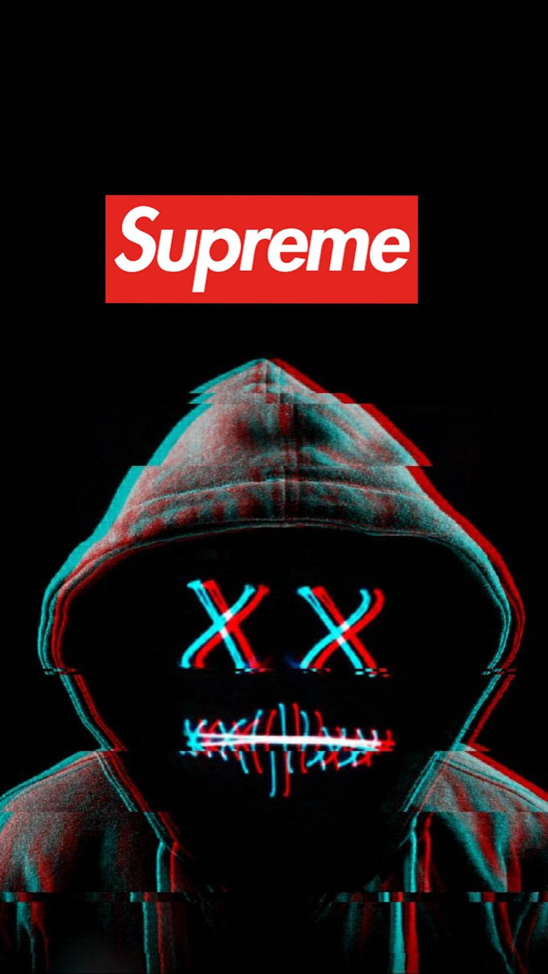 Cool Supreme, glitch mask, glowing red and blue X eyes, Full HD Phone Wallpaper