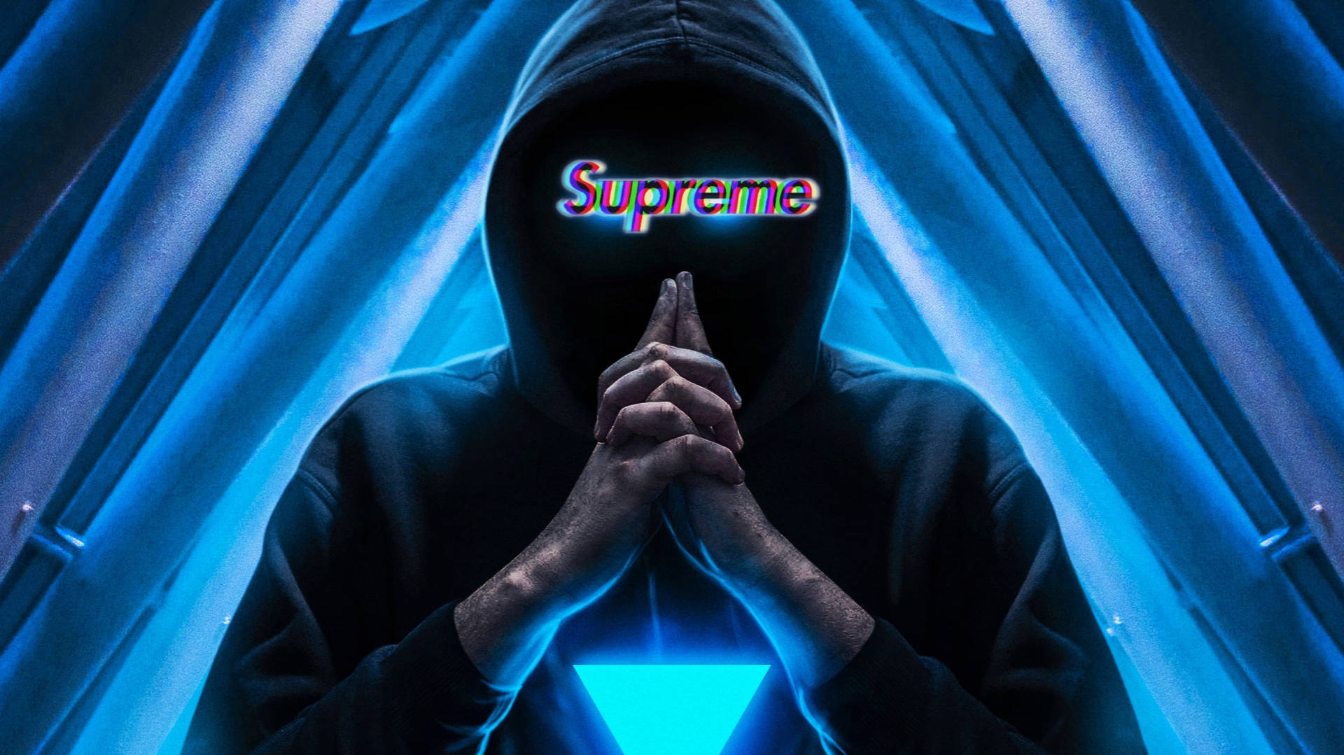 Cool Supreme, blue triangle, Supreme, Full HD Desktop Wallpaper