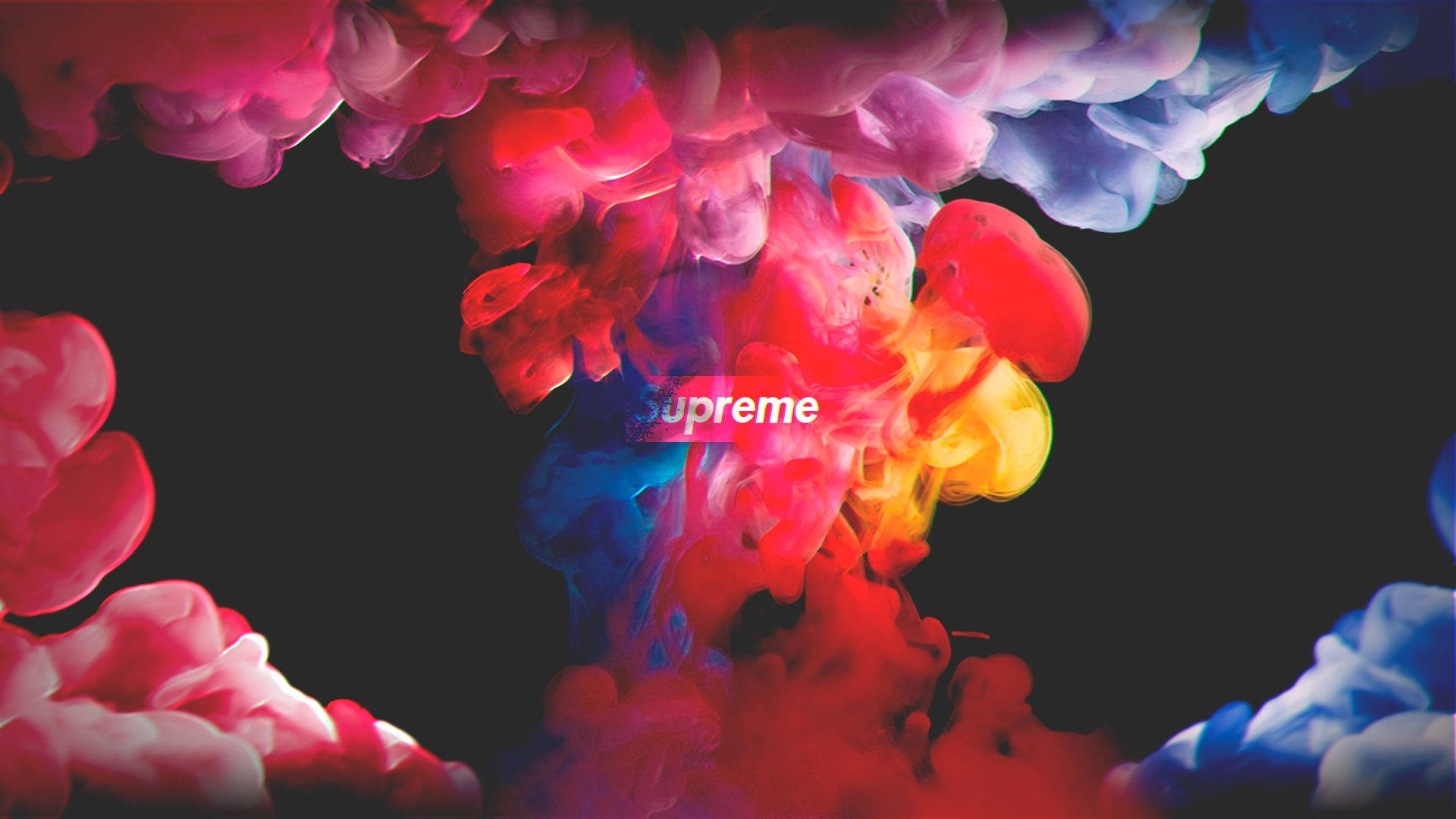 Cool Supreme, red blue and yellow inks, black background, Full HD Desktop Wallpaper