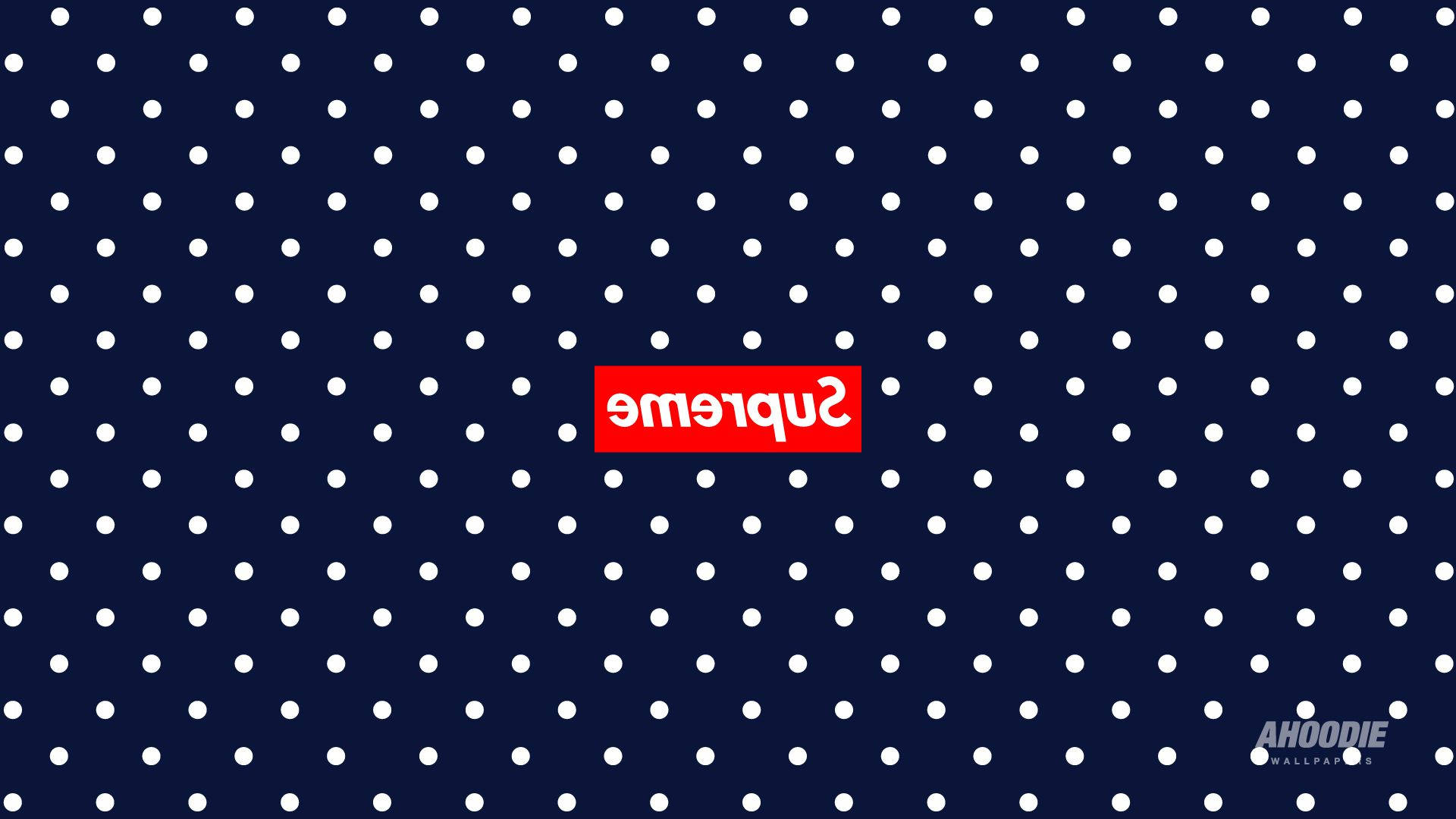 Cool Supreme, white polka dot, navy blue background, Full HD Desktop Wallpaper
