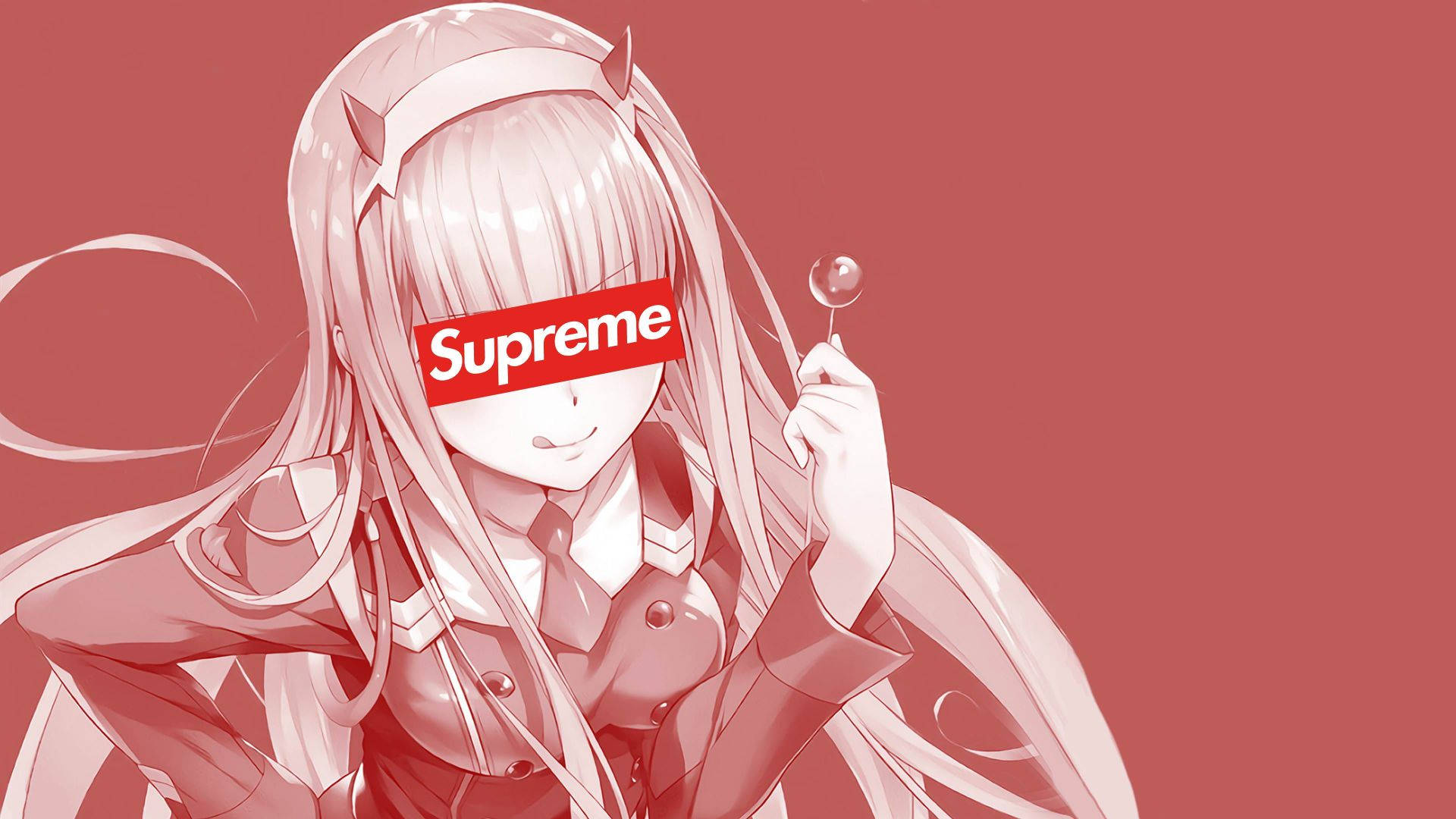 Cool Supreme, red anime girl, long hair, Full HD Desktop Wallpaper