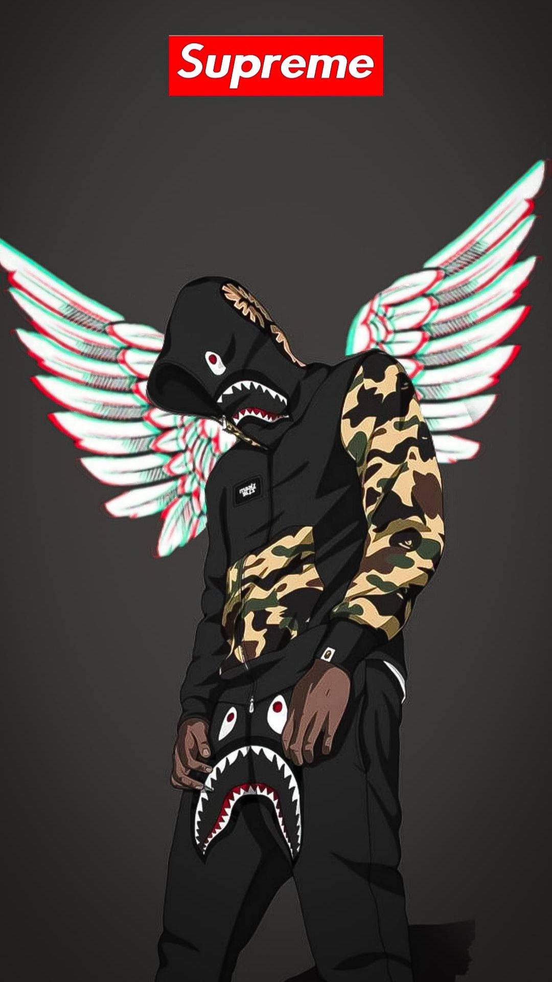 Cool Supreme, Supreme logo, shark-mouthed wings, Full HD Phone Wallpaper
