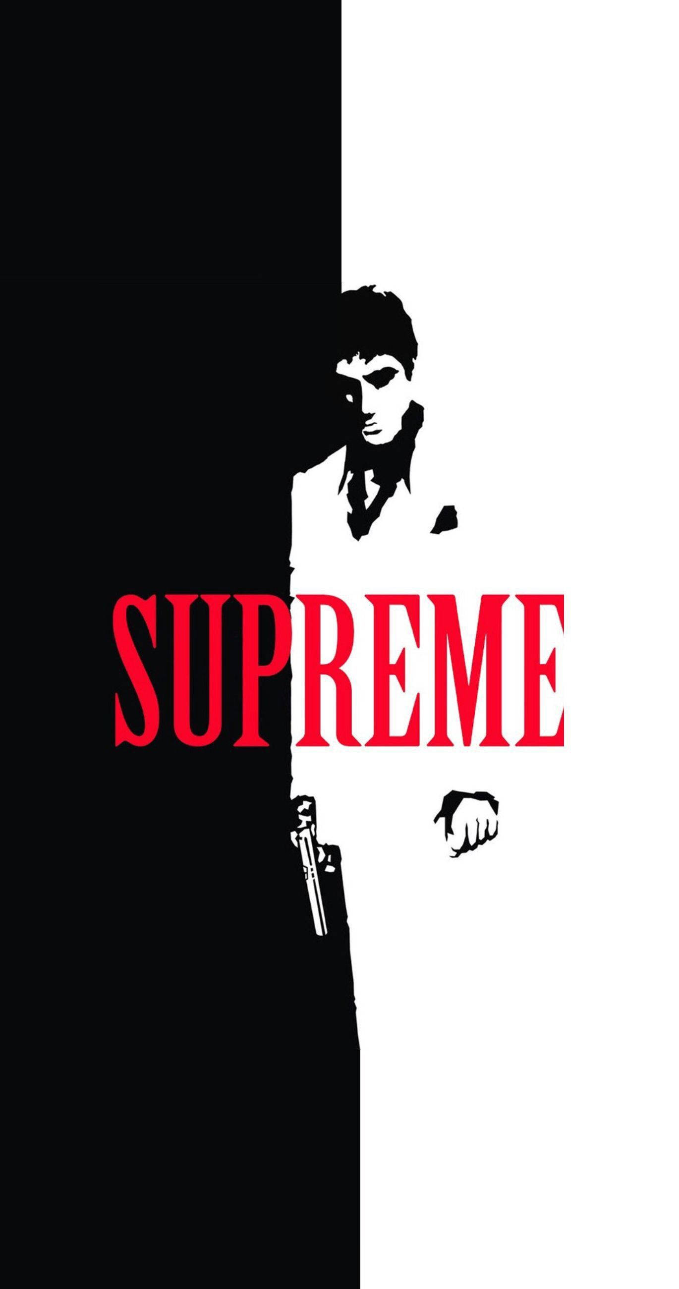 Black And White Supreme, Supreme, red supreme text, 2K Phone Wallpaper