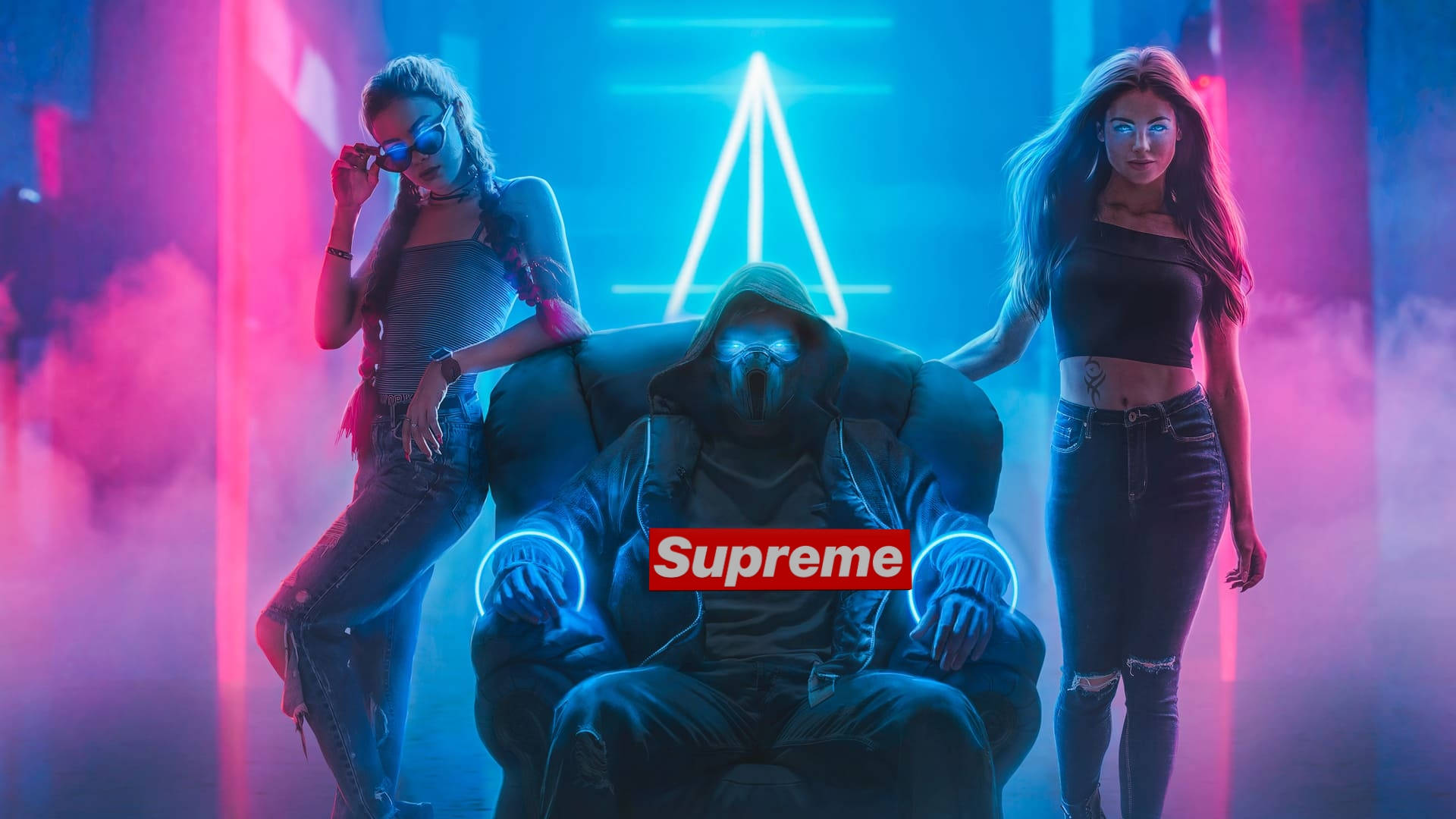 Cool Supreme, Supreme logo, neon-lit club, Full HD Desktop Wallpaper