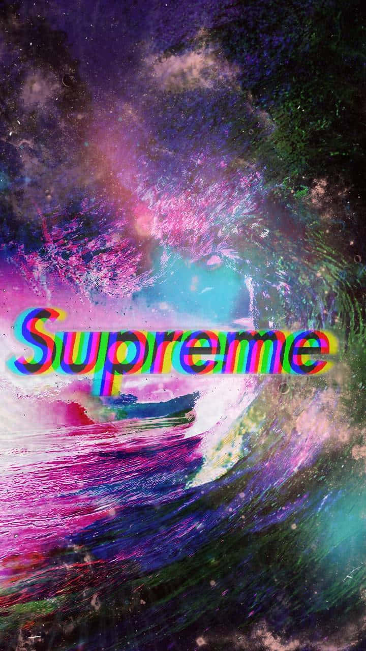 Supreme, glitchy rainbow Supreme logo, cosmic swirls, HD Phone Wallpaper
