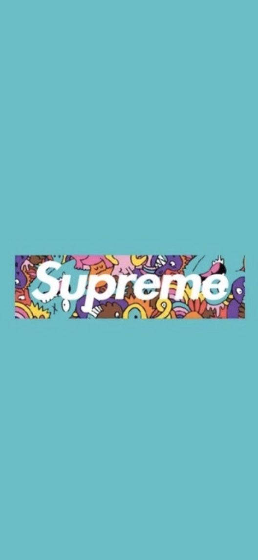 Supreme, teal, doodle patterns, SD Phone Wallpaper