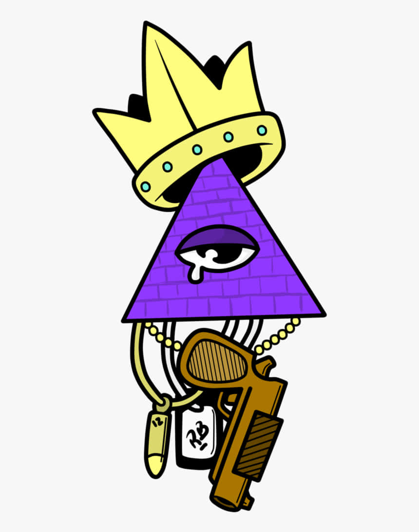 purple pyramid-headed character, crying eye, yellow crown, SD Phone Wallpaper