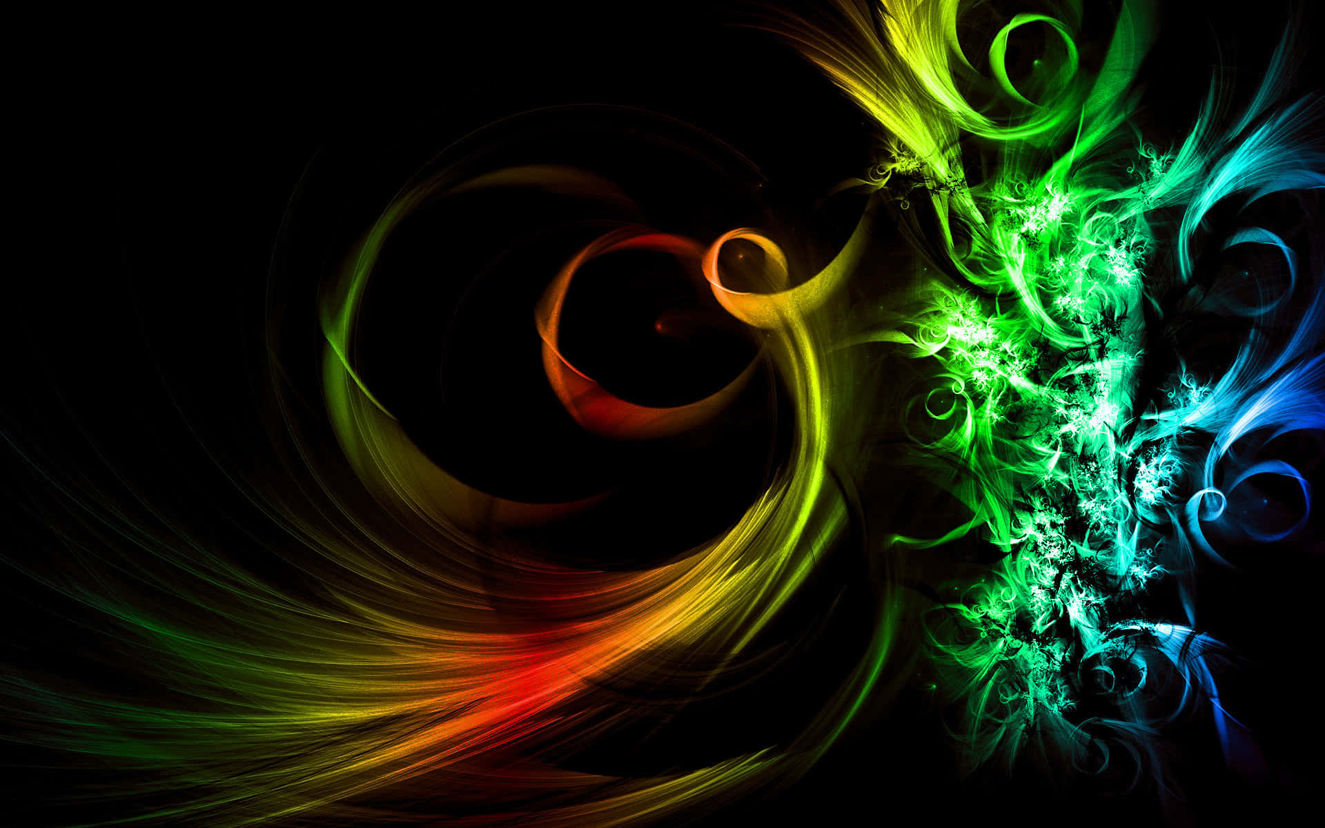 Swirl, neon swirls, green blue, Full HD Desktop Wallpaper