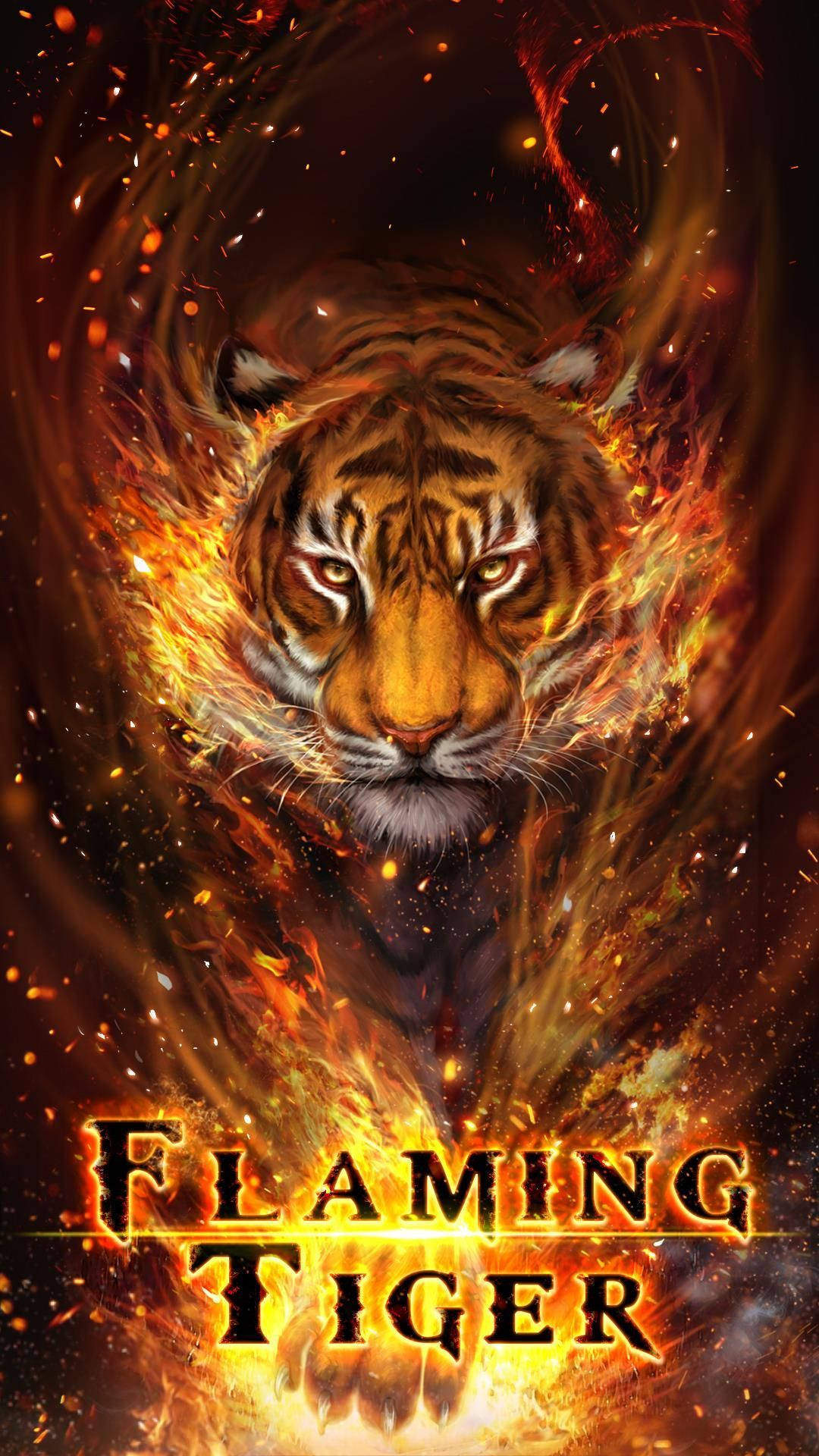 Cool Flaming Tiger Poster, tiger, flames, Full HD Phone Wallpaper