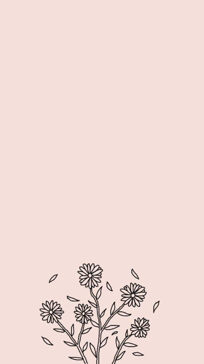 Cool Tumblr Aesthetic, minimalist line drawing, daisies, SD Phone Wallpaper
