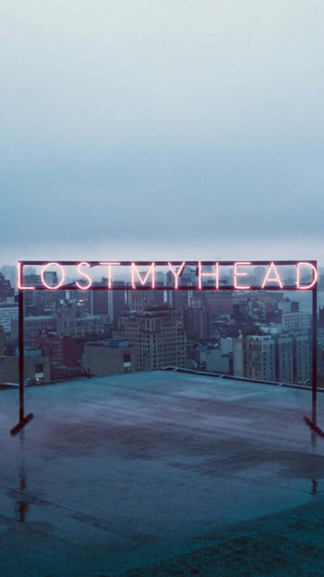 lostmyhead, glowing pink neon sign, wet rooftop, Full HD Phone Wallpaper