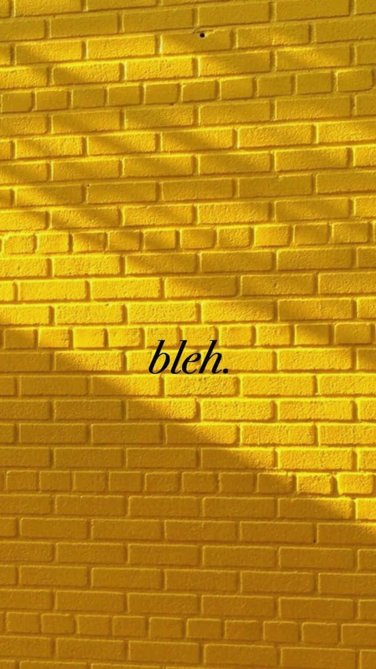 yellow brick wall, diagonal shadows, word bleh, HD Phone Wallpaper