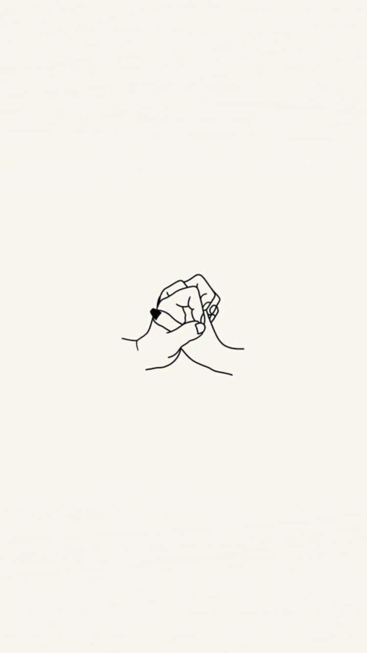 minimalist line drawing, two hands clasped together, gentle grip, HD Phone Wallpaper