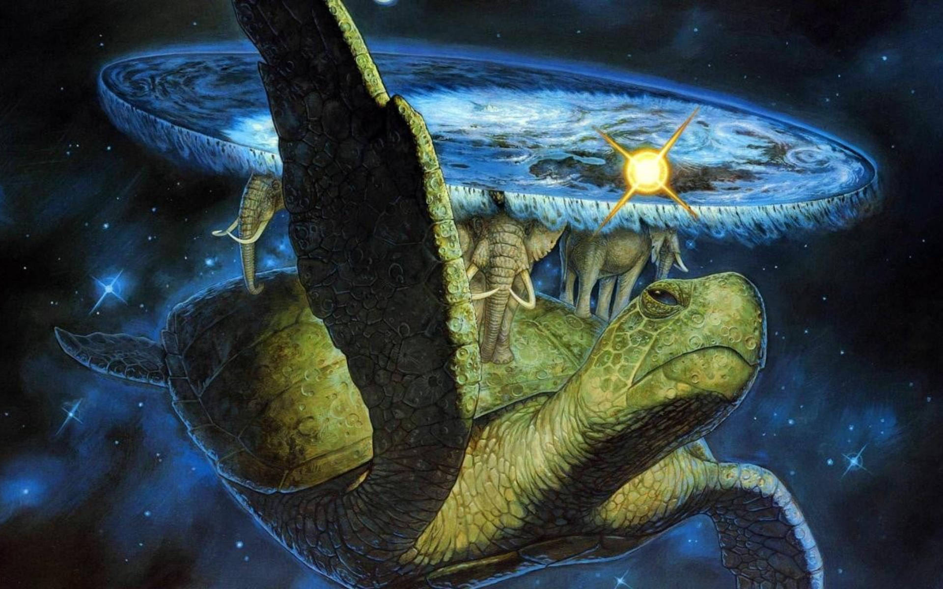 Cool Turtle, elephant, planet, Full HD Desktop Wallpaper
