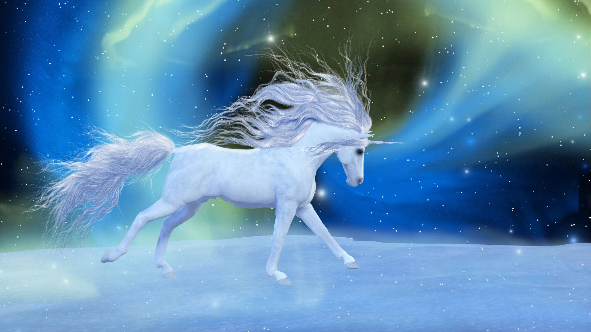 Cool Unicorn, white unicorn, starry cosmic plain, Full HD Desktop Wallpaper