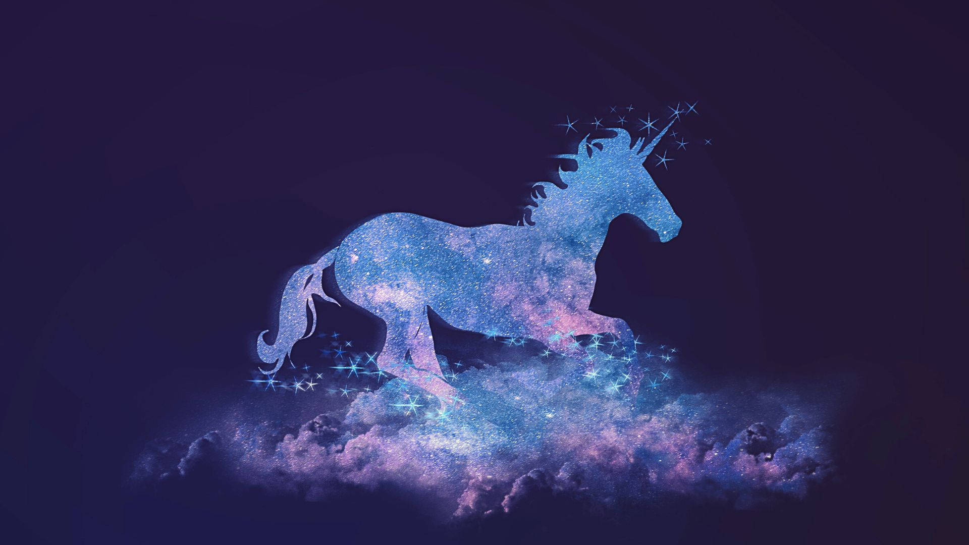 cosmic unicorn, starry cloud, deep purple night sky, Full HD Desktop Wallpaper