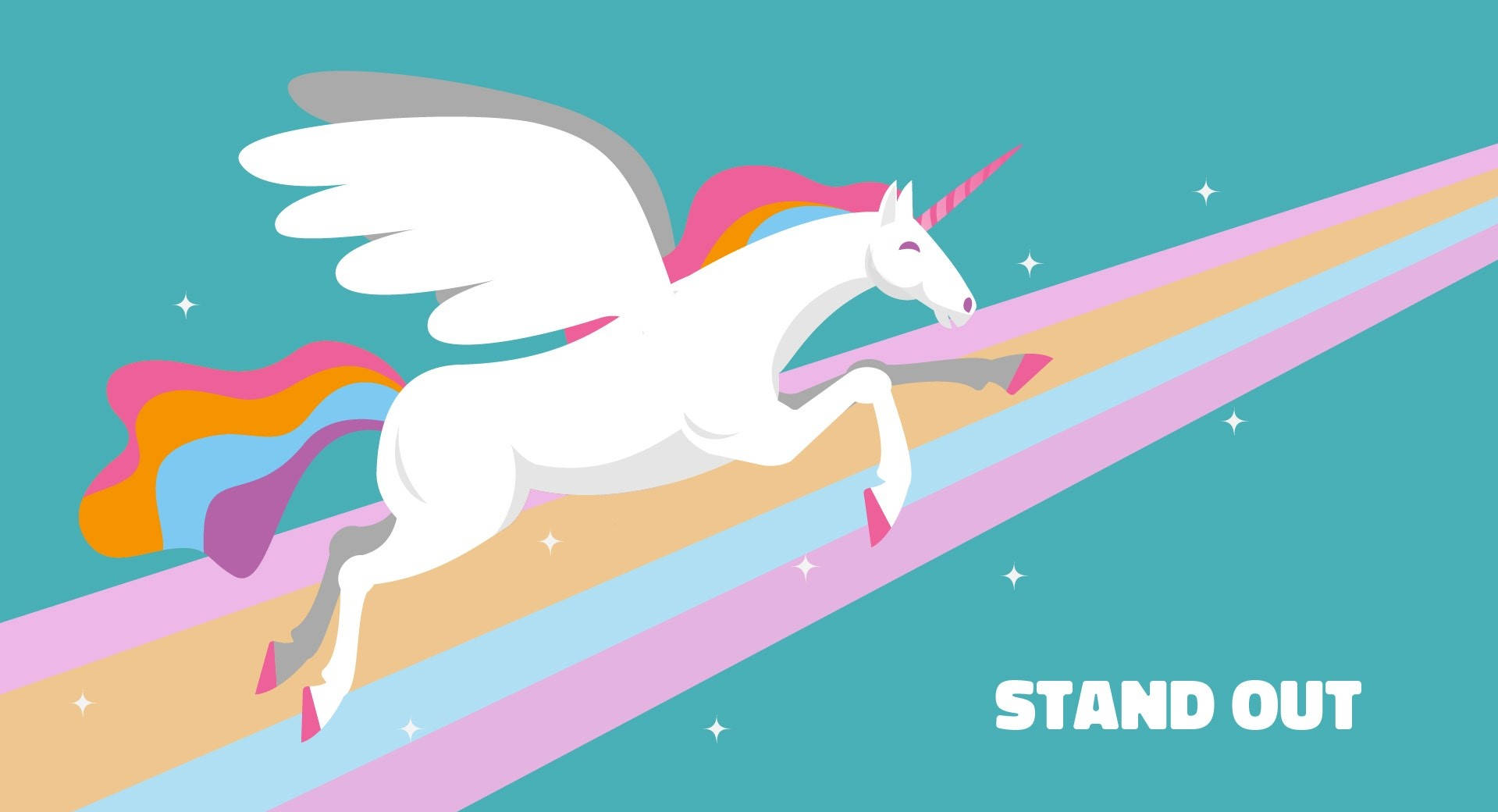 Cool Unicorn, white winged unicorn, rainbow mane, HD Desktop Wallpaper