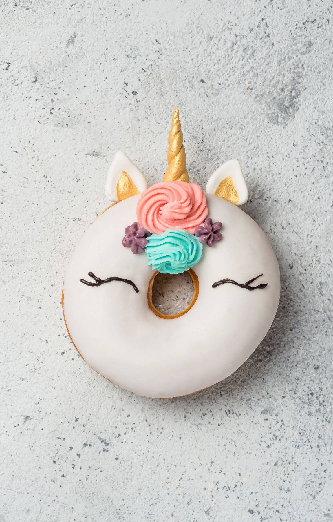 Cool Unicorn, white-frosted donut, golden horn, HD Phone Wallpaper