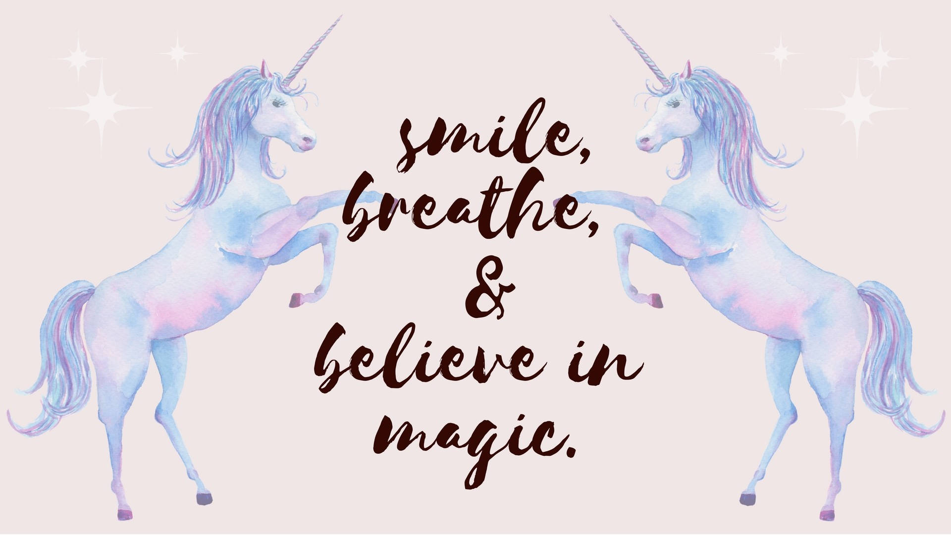 Cool Unicorn, pastel watercolor, starry sparkles, Full HD Desktop Wallpaper