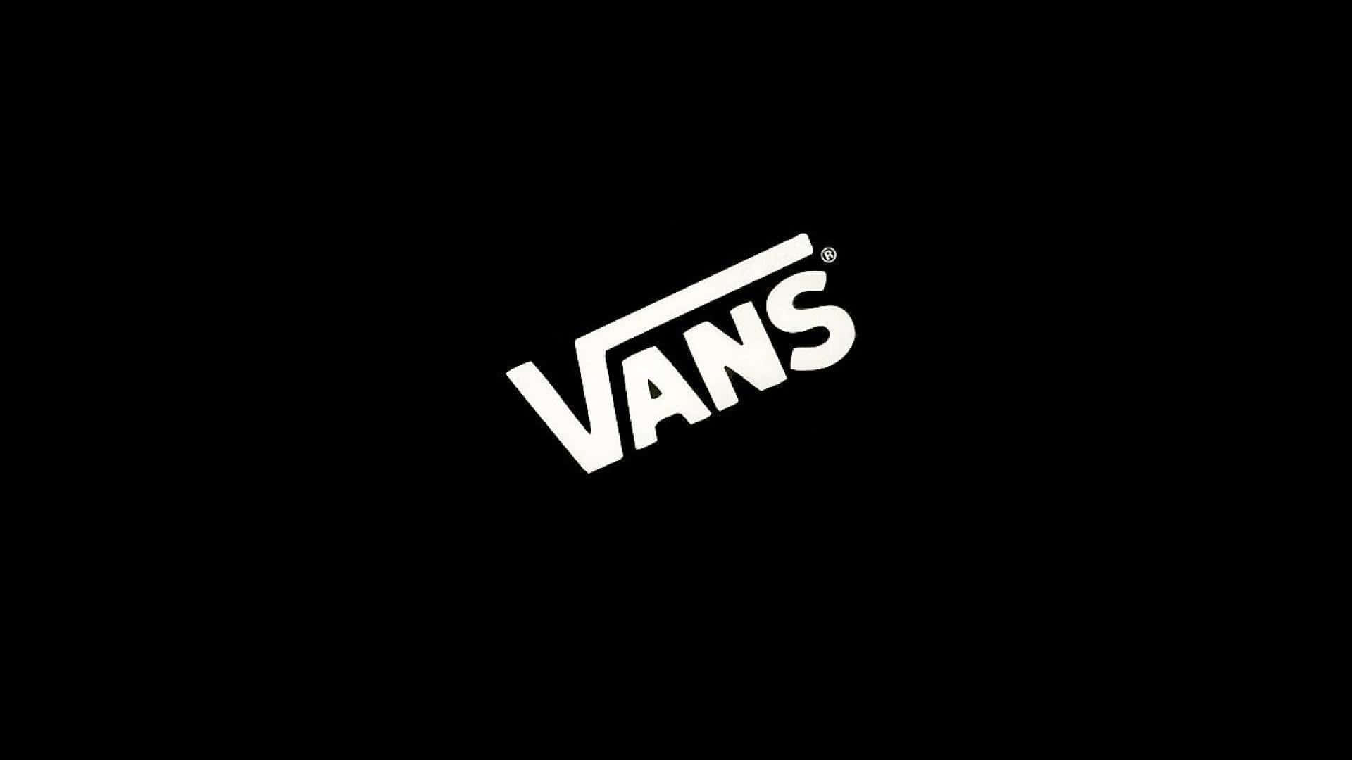 Vans logo, white, black background, Full HD Desktop Wallpaper