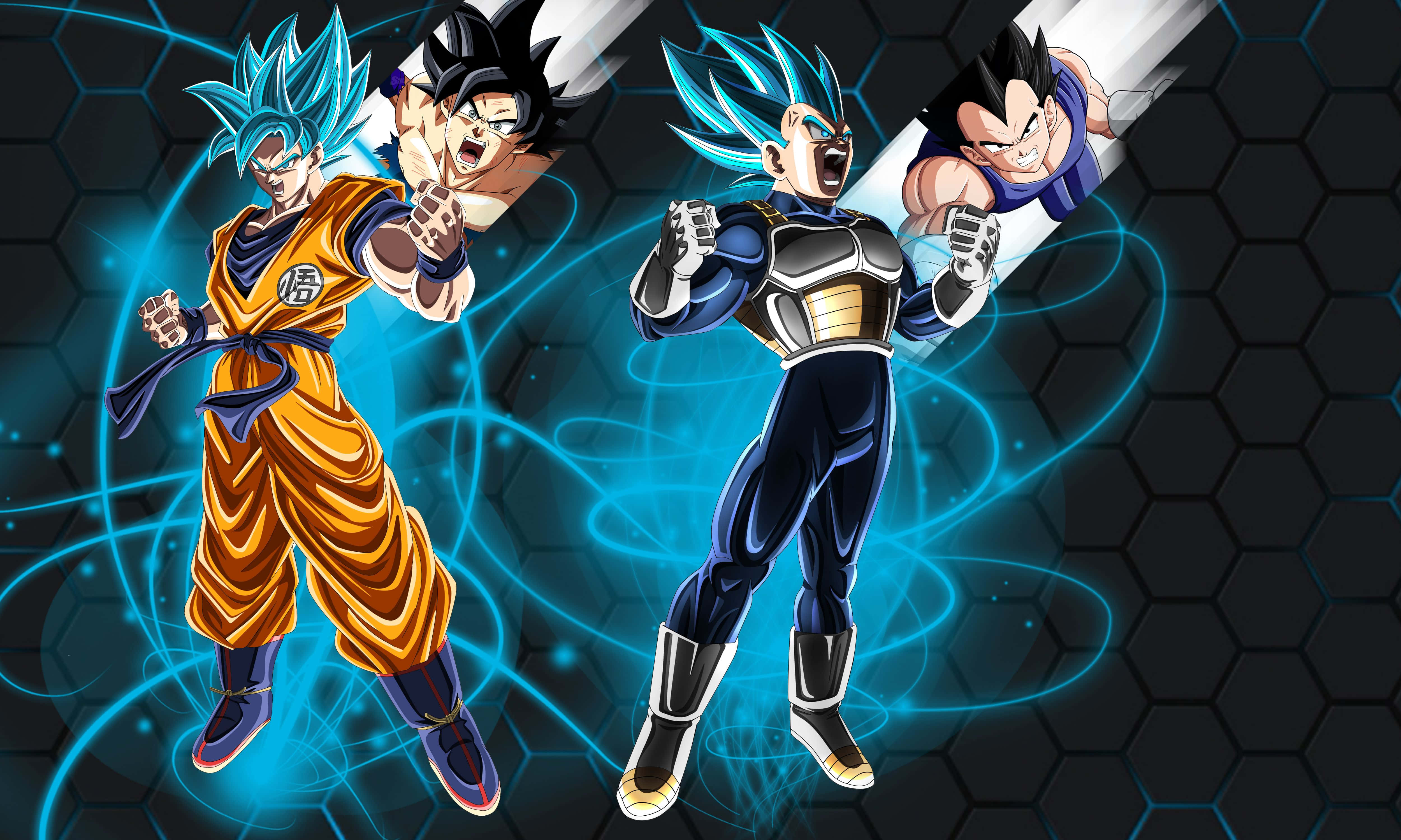 Cool Vegeta 5000 x 3000, blue spiky hair, glowing energy aura, 4K Desktop Wallpaper