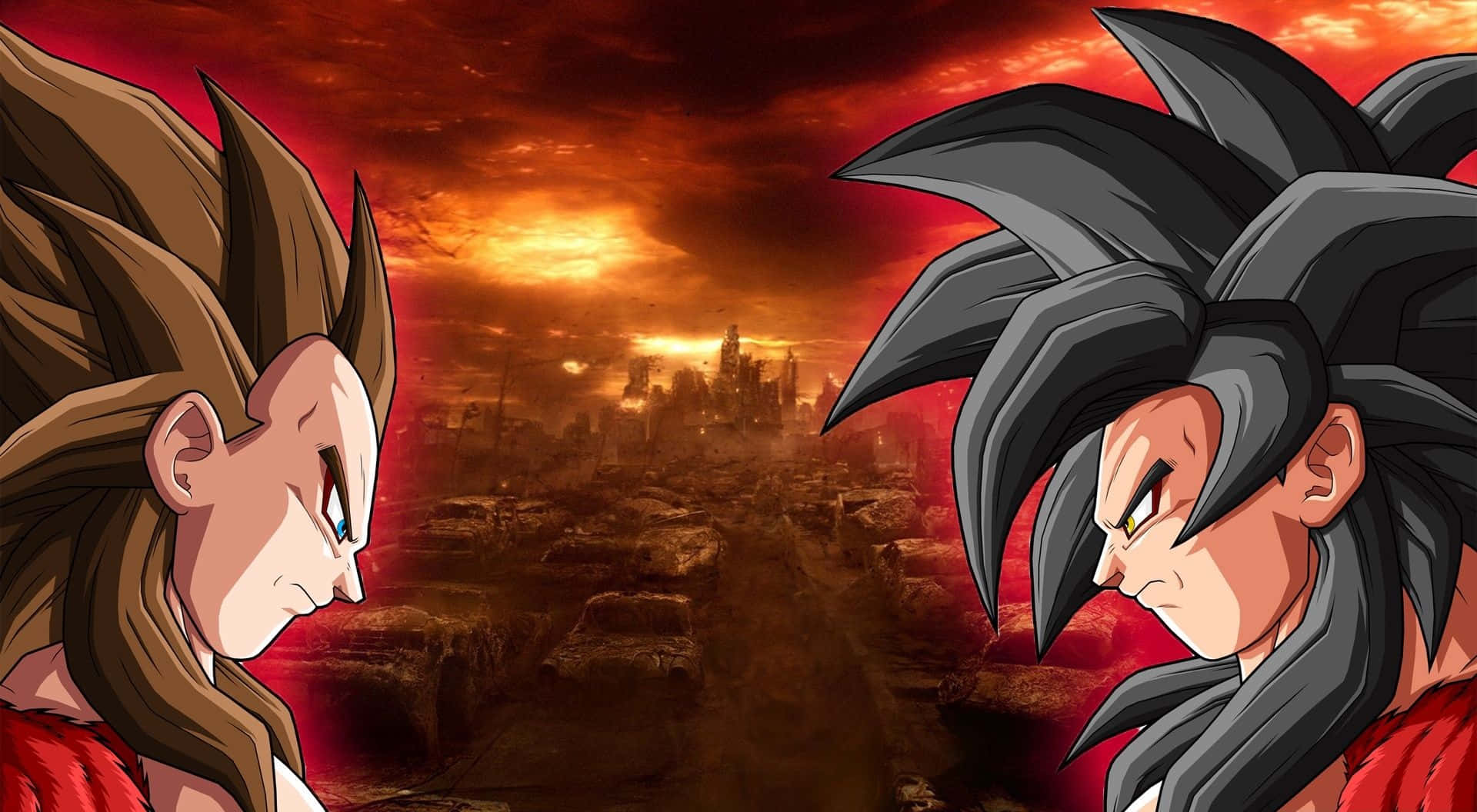 Cool Vegeta, anime warriors, ruined battlefield, Full HD Desktop Wallpaper