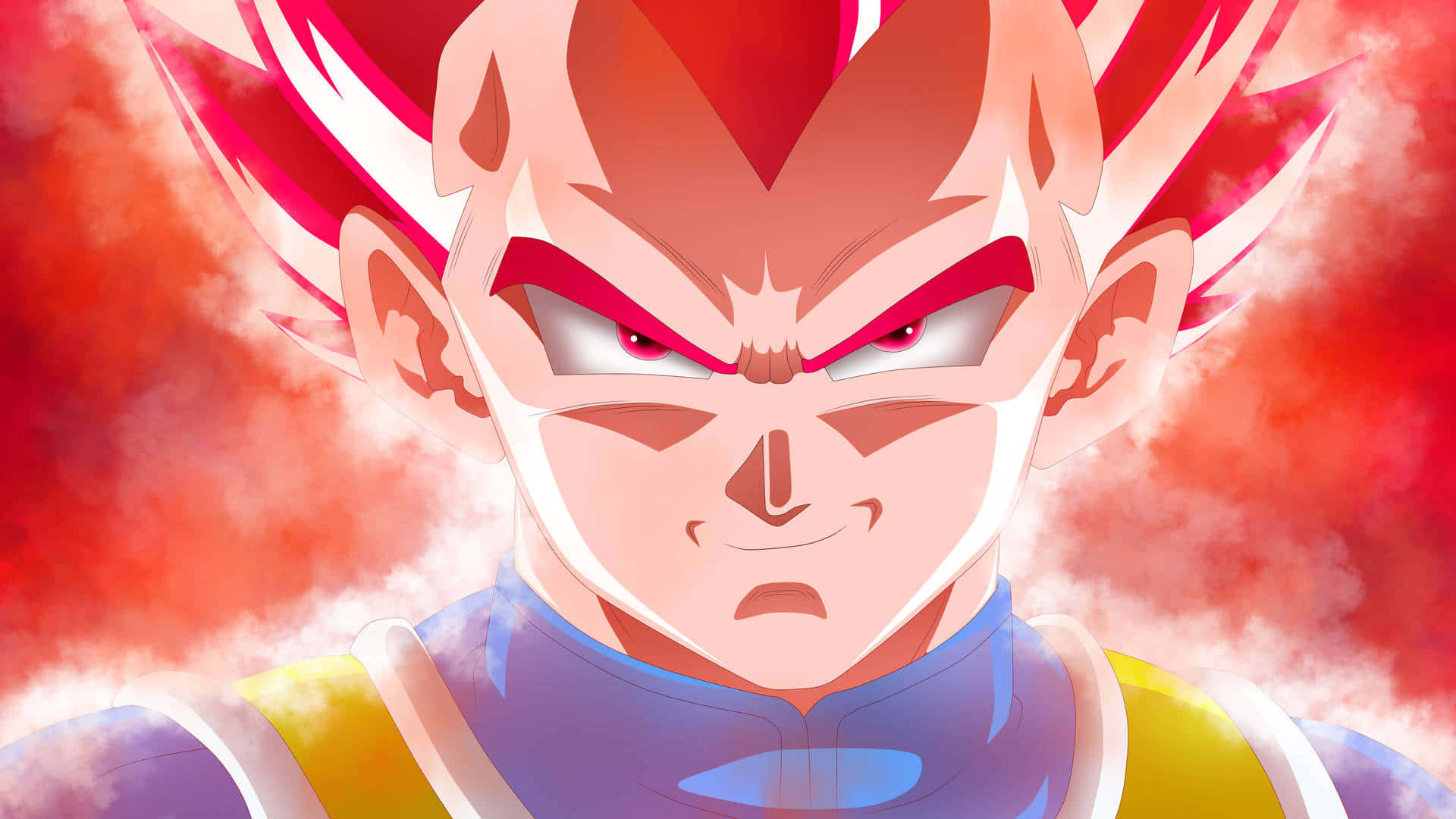 Vegeta, spiky red hair, glowing eyes, Full HD Desktop Wallpaper