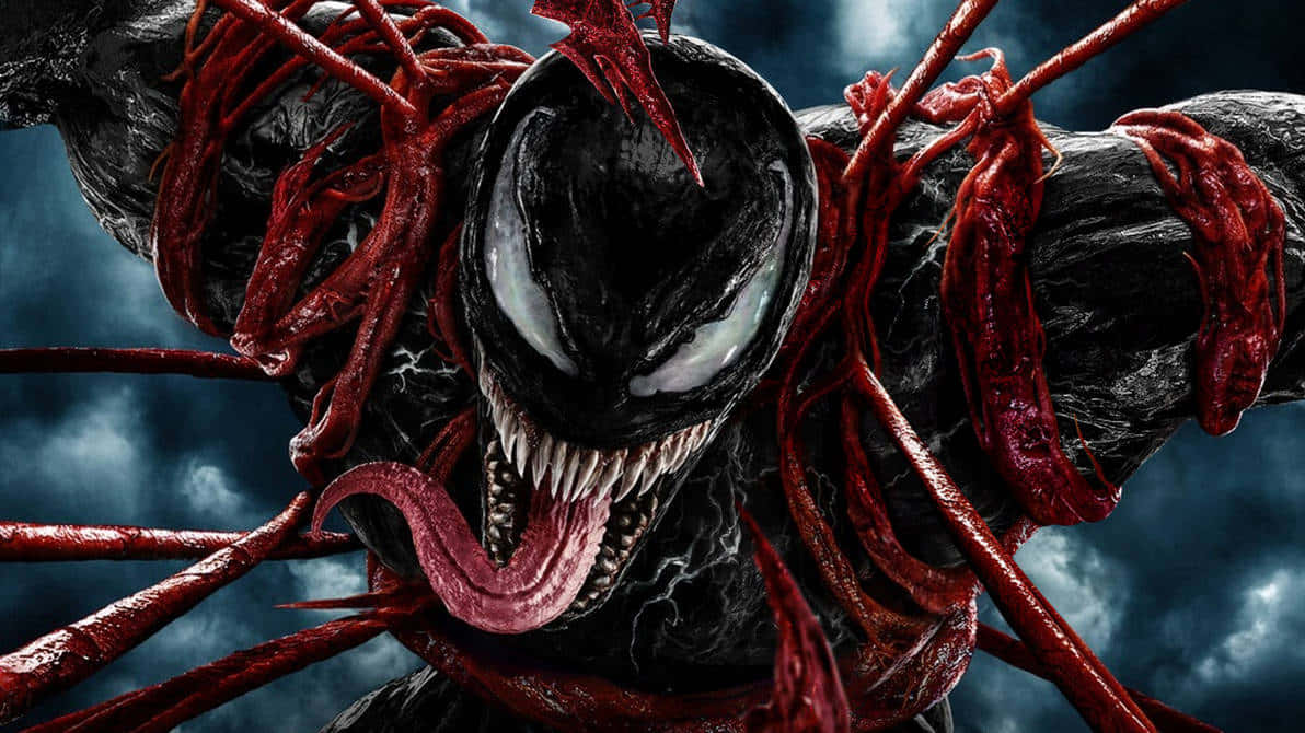 Venom, Carnage, glowing white eyes, SD Desktop Wallpaper
