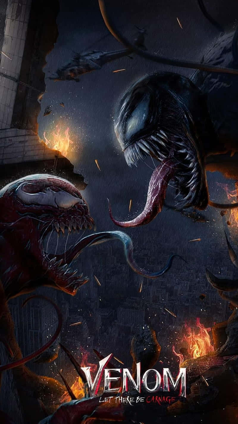 Venom, Carnage, fiery urban ruin, HD Phone Wallpaper