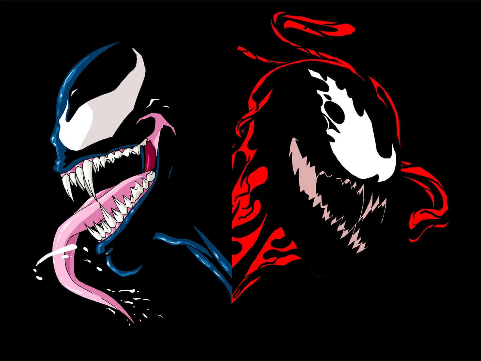 Black Venom, Carnage, blue and white, HD Desktop Wallpaper