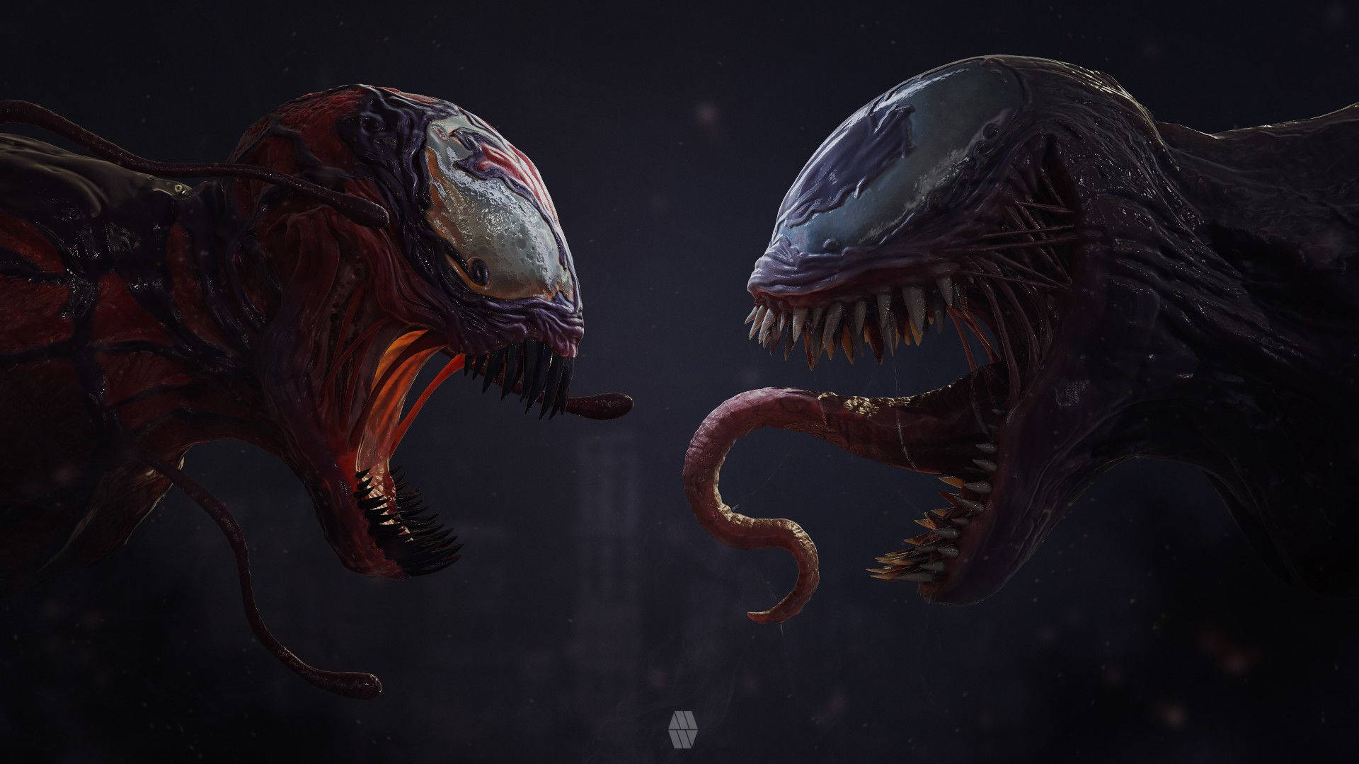 Venom, Carnage, urban alleyway, Full HD Desktop Wallpaper