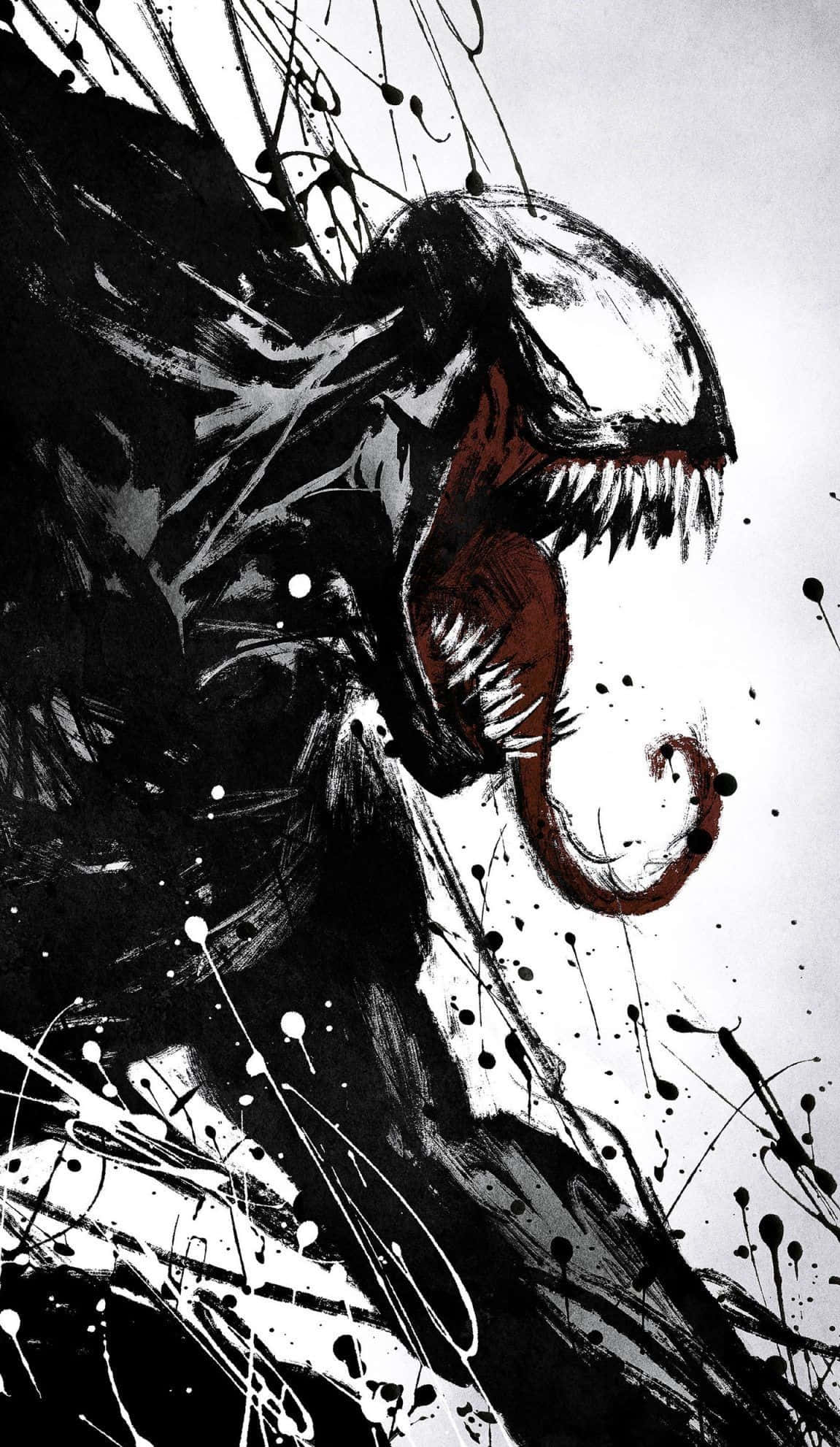 Venom, black ink splatters, white background, Full HD Phone Wallpaper