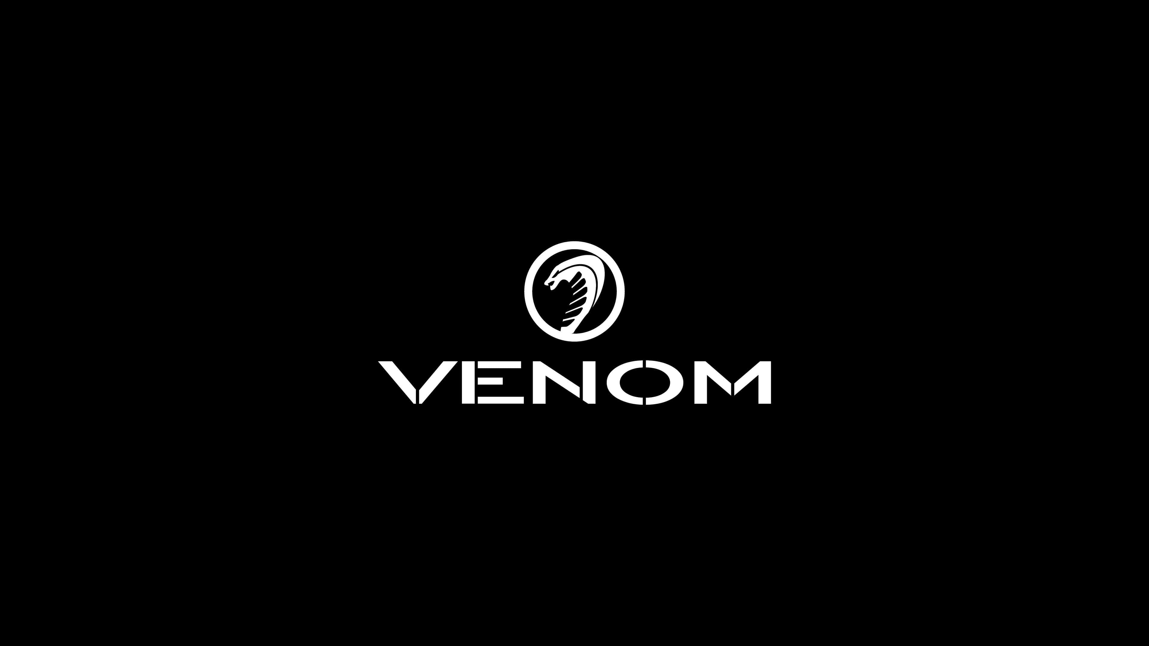 Venom logo, stylized symbiote head icon, solid black background, 4K Desktop Wallpaper