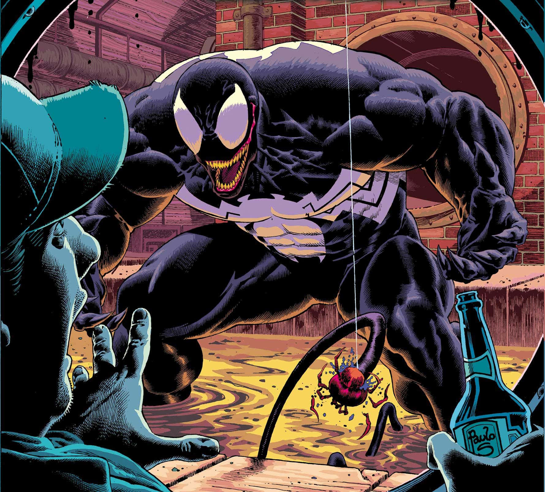 Venom, comic book, rusty pipe, HD Desktop Wallpaper