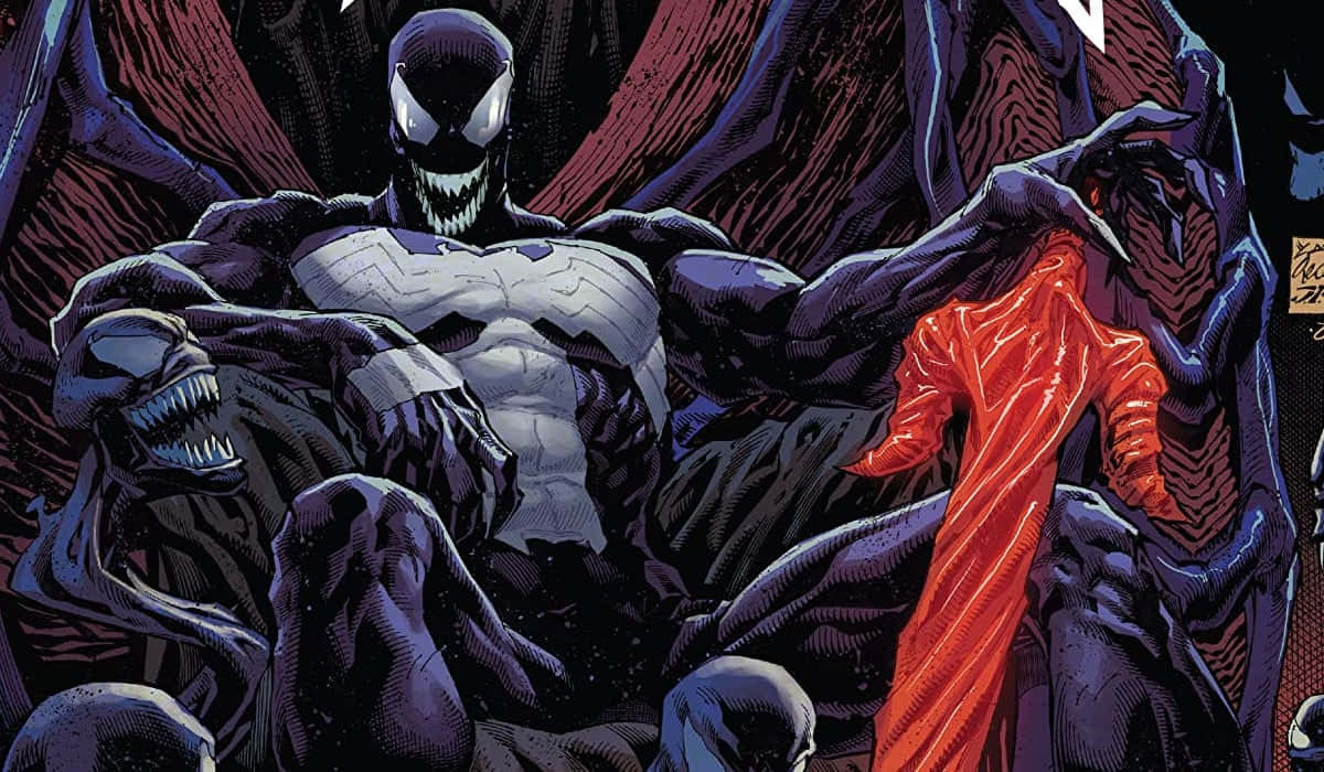 Venom, black symbiote suit, red cloth, SD Desktop Wallpaper