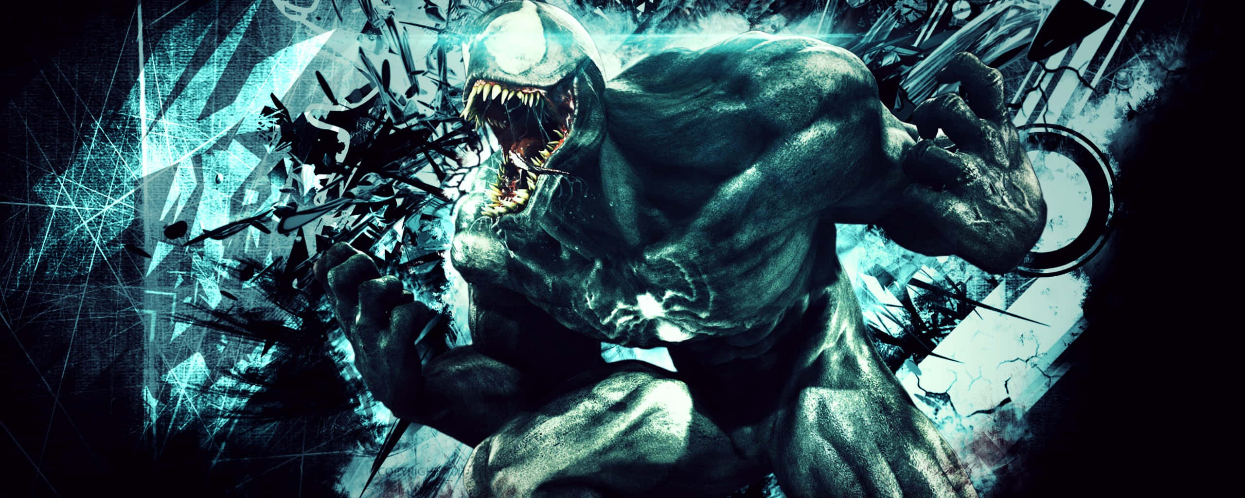 Venom, glowing eyes, sharp teeth, 2K Desktop Wallpaper