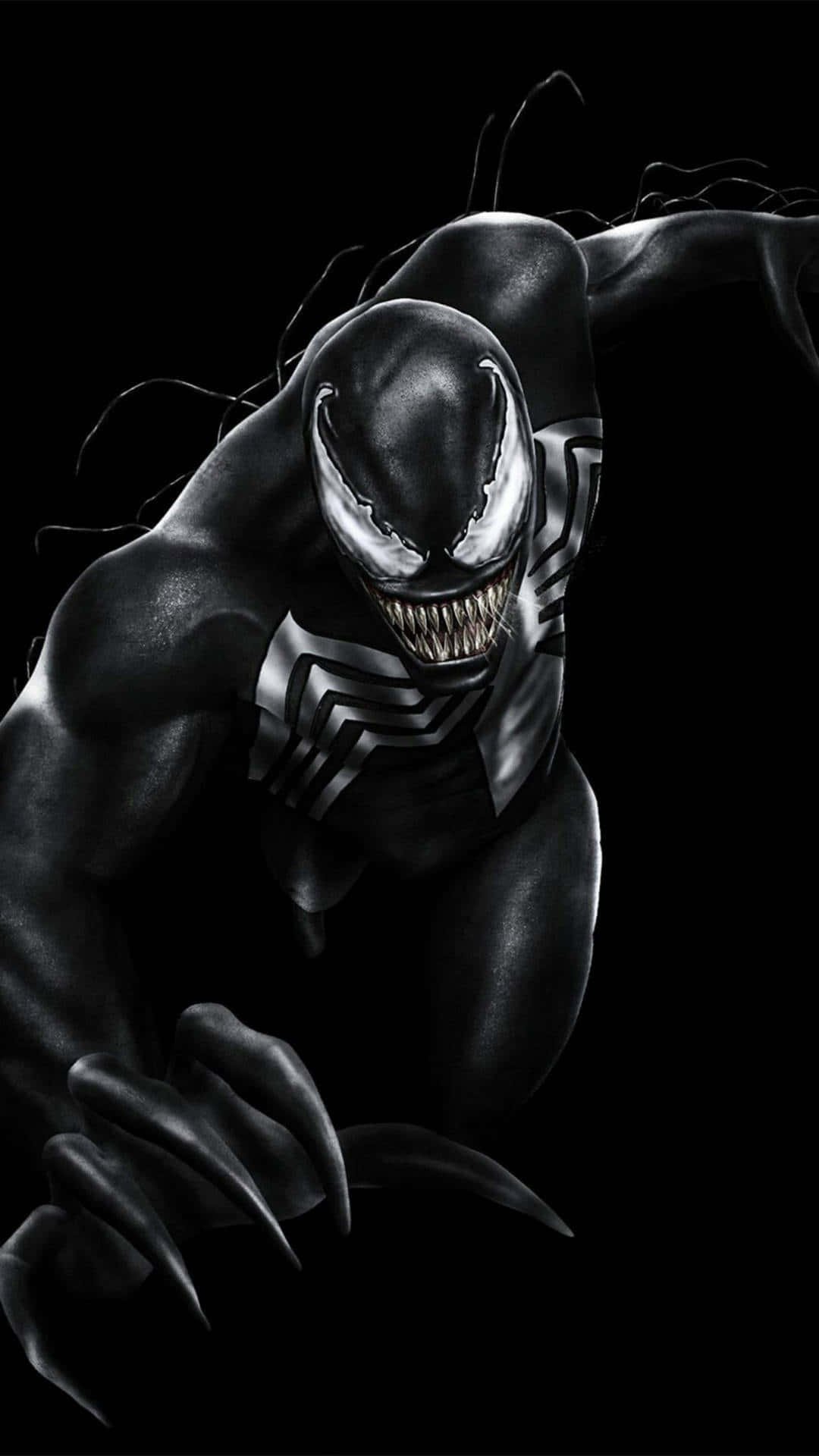 Venom, black background, sharp claws, Full HD Phone Wallpaper