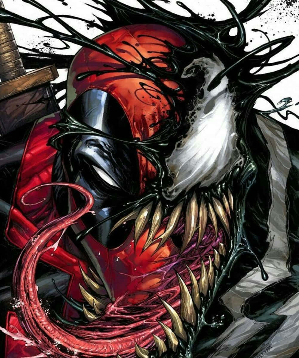 Venom, red symbiote suit, black tendrils, SD Phone Wallpaper