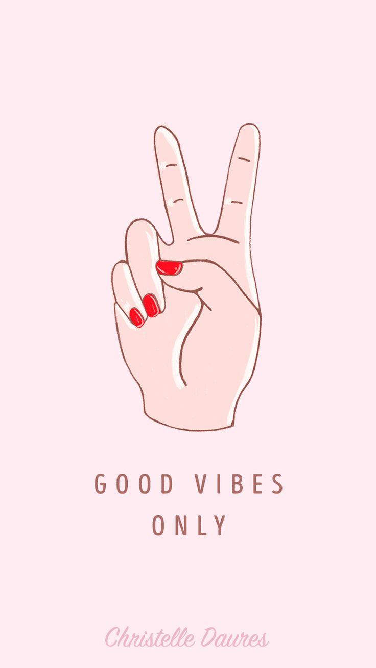 red nails, peace sign, soft pink background, HD Phone Wallpaper