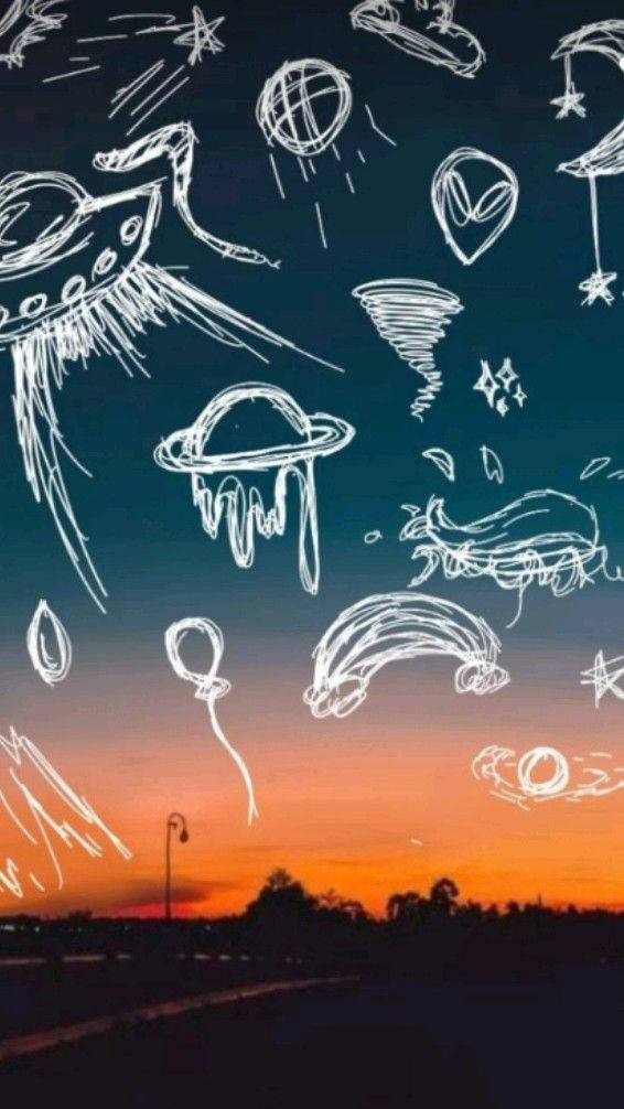 UFOs, aliens, stars, SD Phone Wallpaper