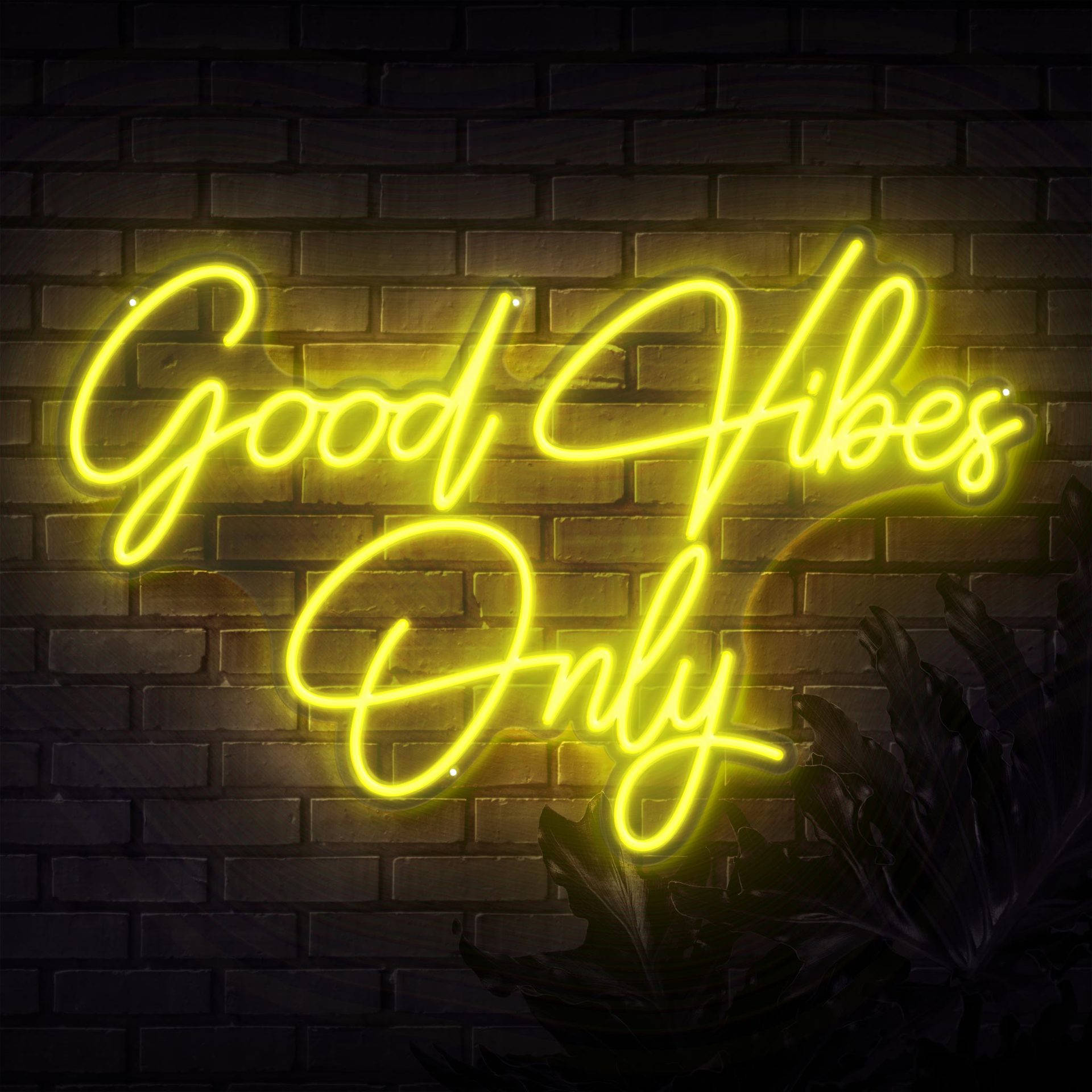 Good Vibes Only, neon yellow, glowing yellow neon sign, Full HD Desktop Wallpaper
