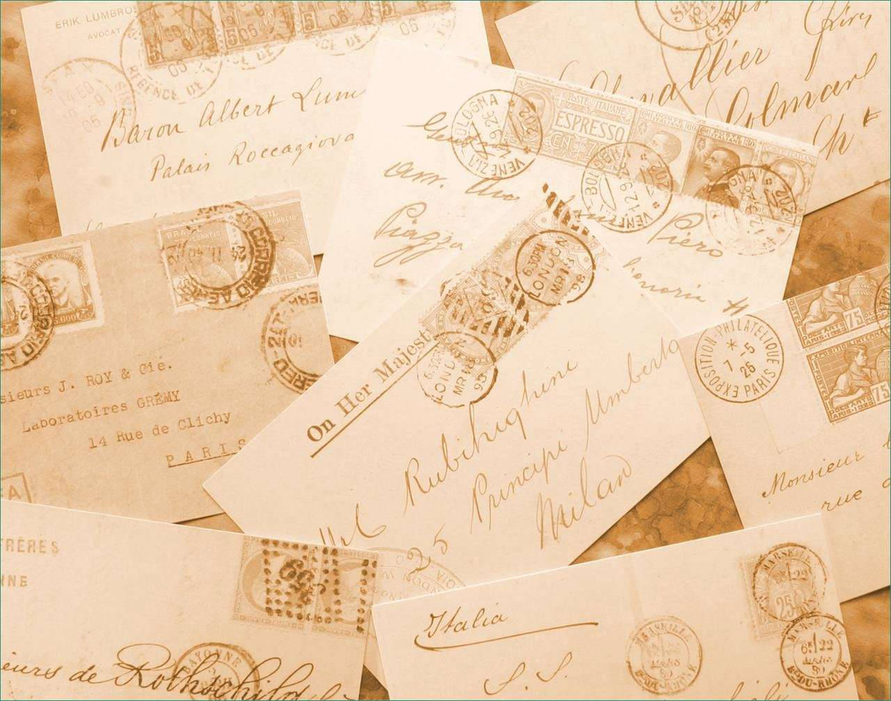 vintage, sepia-toned, envelopes, HD Desktop Wallpaper