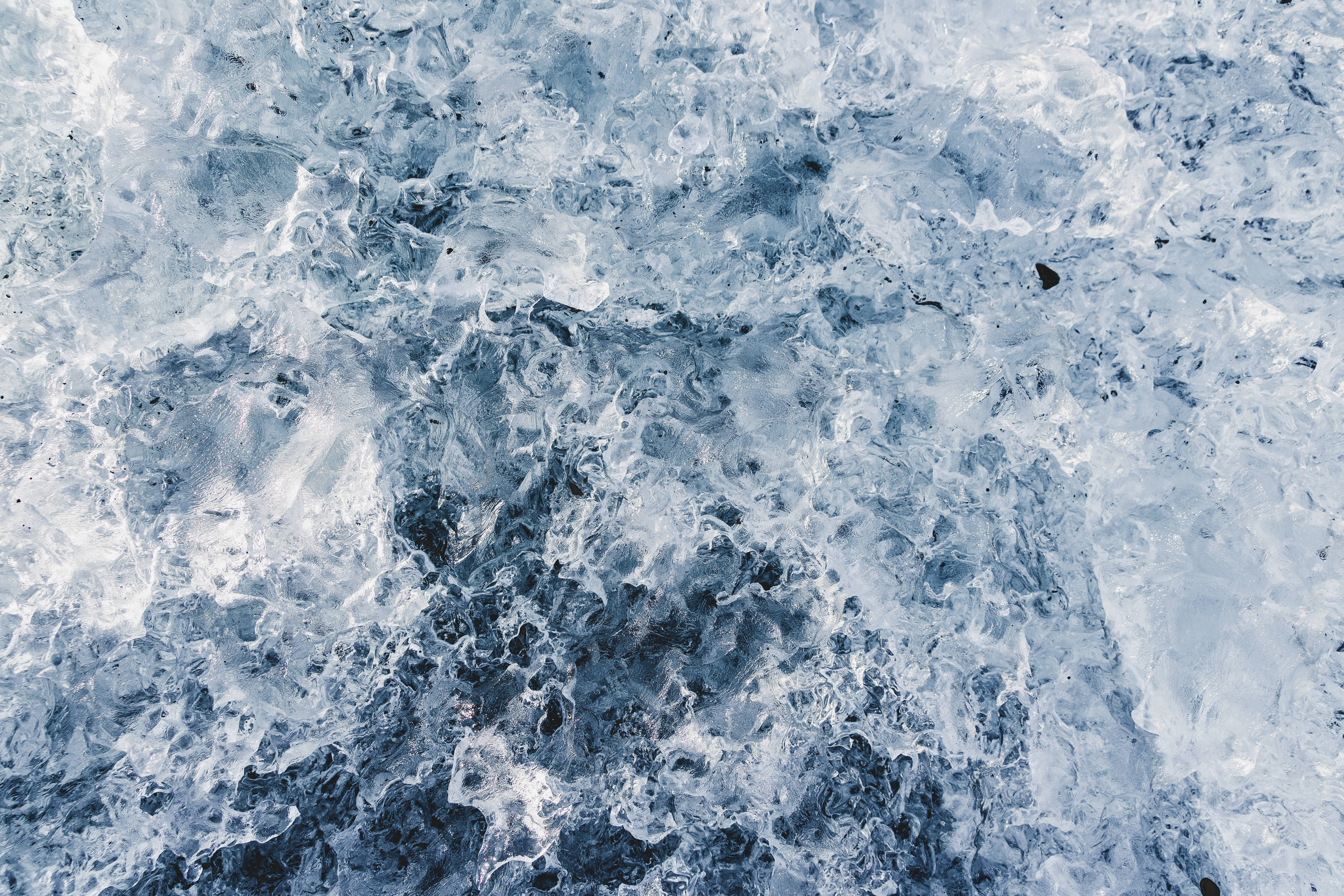 Cool Water, sea waves, textured ice, 5K Desktop Wallpaper