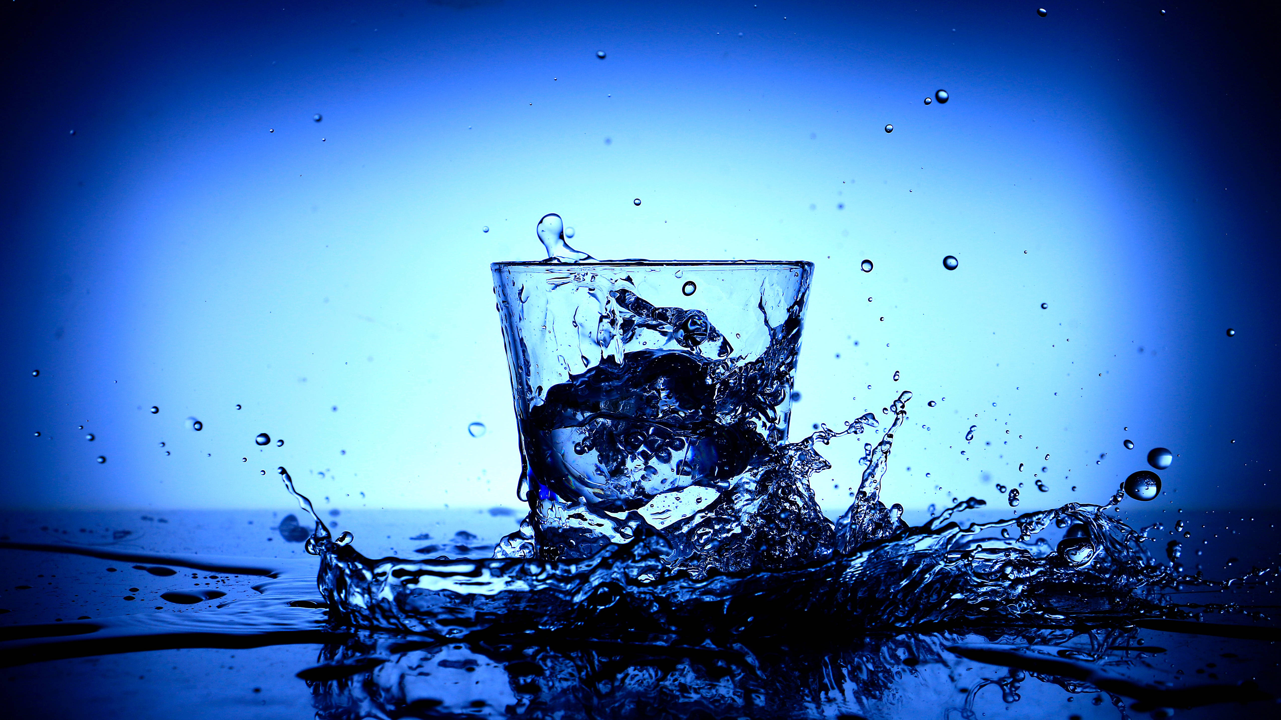 Cool Water, glass of water, splash, 5K Desktop Wallpaper