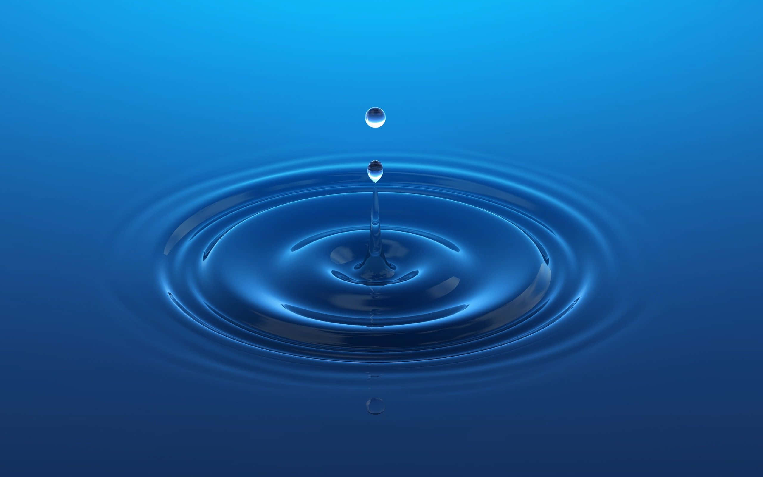 3D Water Artwork, deep blue liquid surface, concentric ripples, 2K Desktop Wallpaper