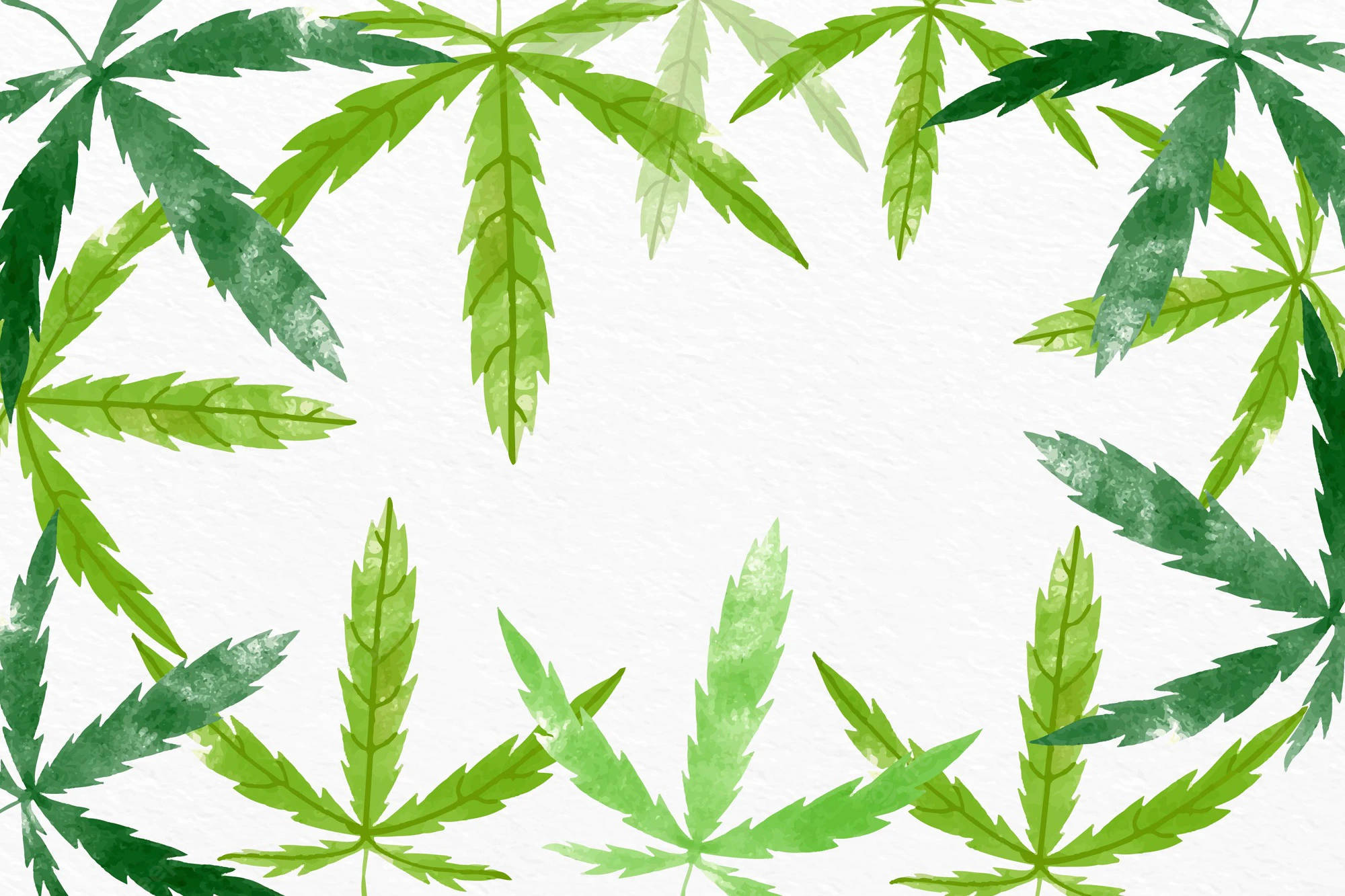 Cool Weed Borders, watercolor cannabis leaves, lush green border, Full HD Desktop Wallpaper