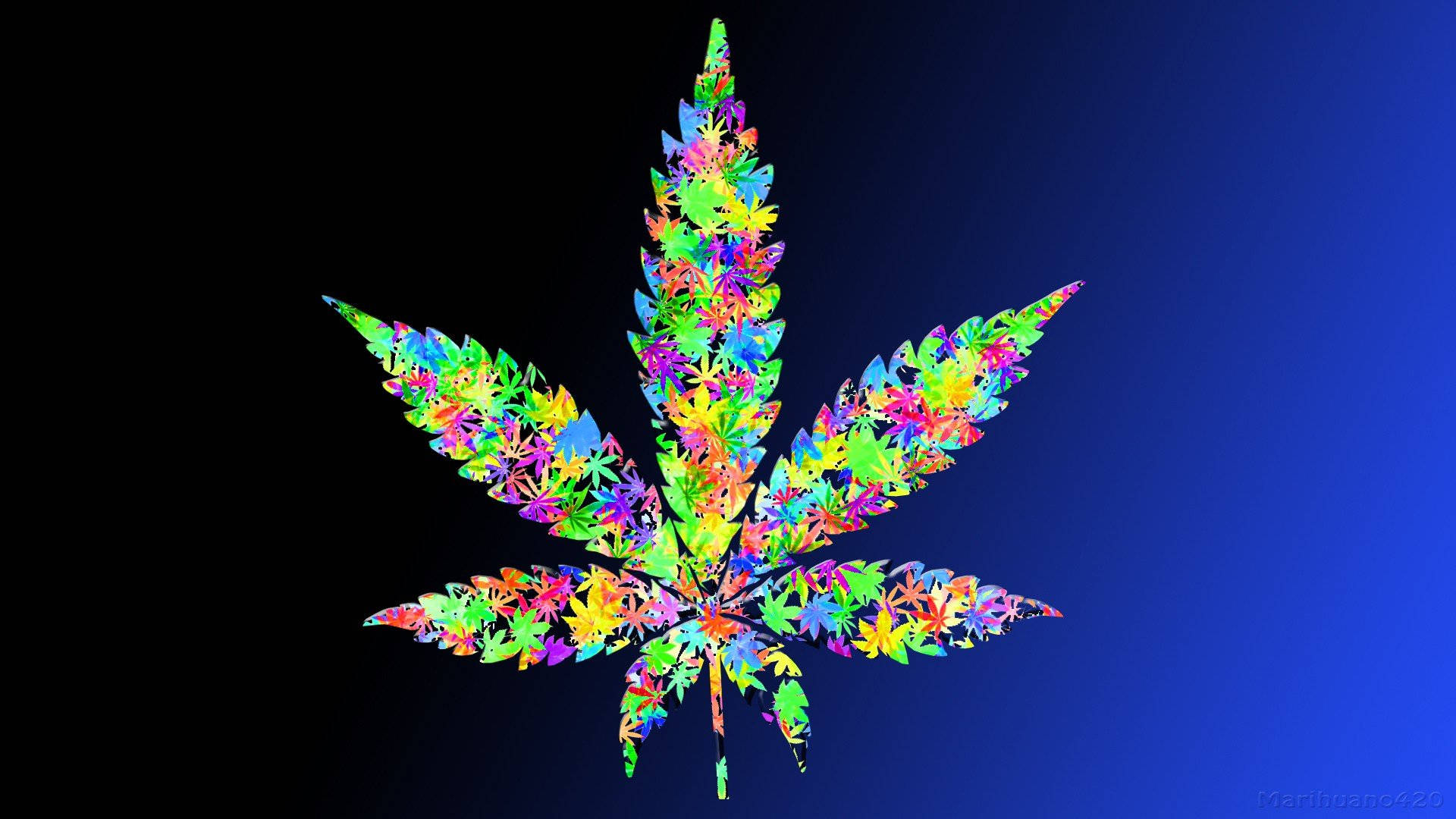 Cool Weed, rainbow leaves, multicolored smaller leaves, Full HD Desktop Wallpaper