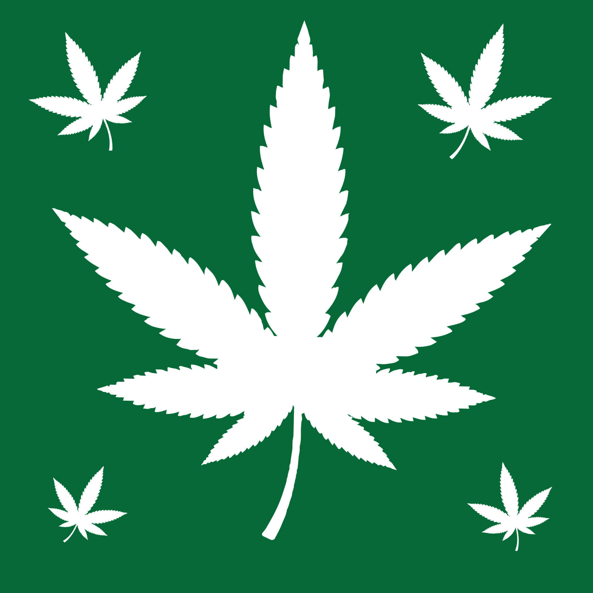cannabis leaf, silhouettes, solid green background, Full HD Desktop Wallpaper