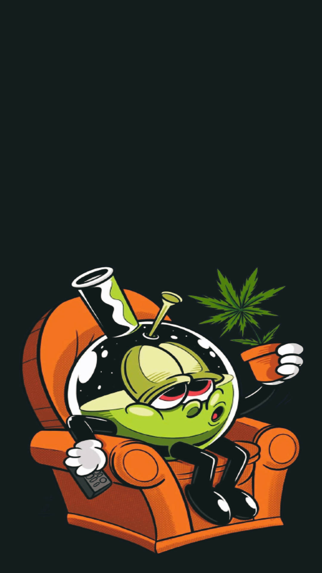 Cool Weed Bong Cartoon, green cartoon alien, cap and sunglasses, Full HD Phone Wallpaper